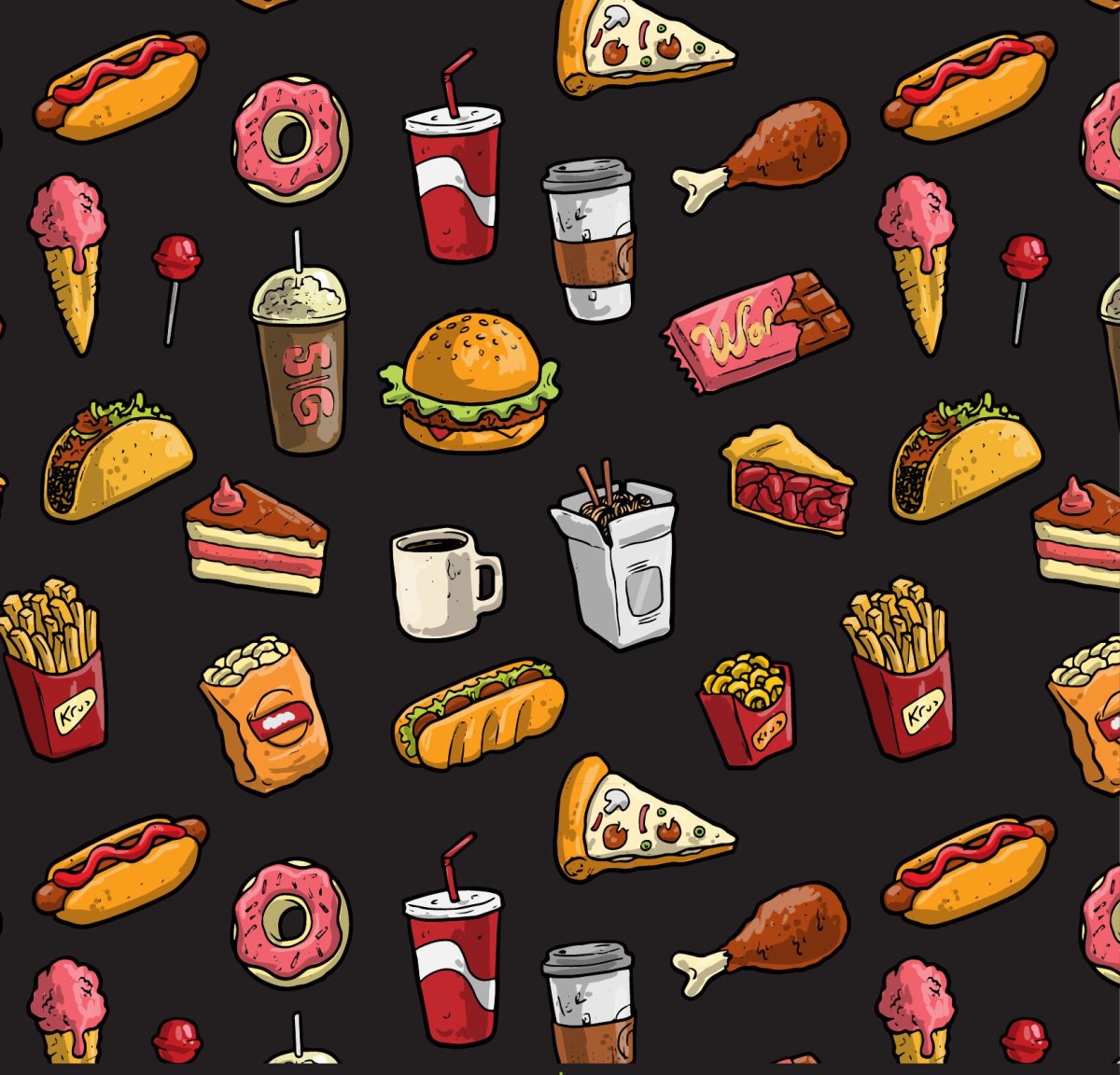 Паттерн фаст фуд вектор