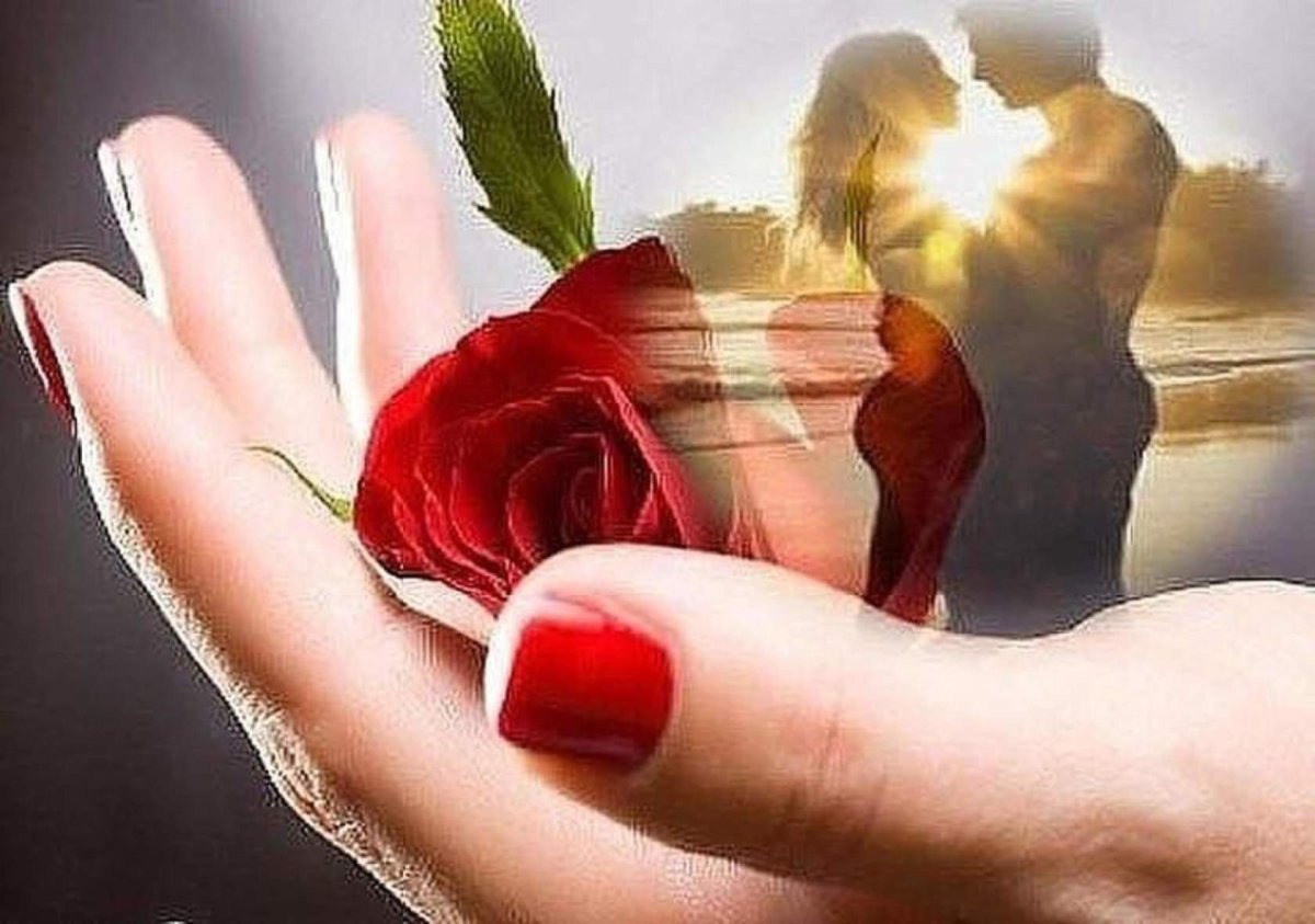 Сердце на ладони с цветком