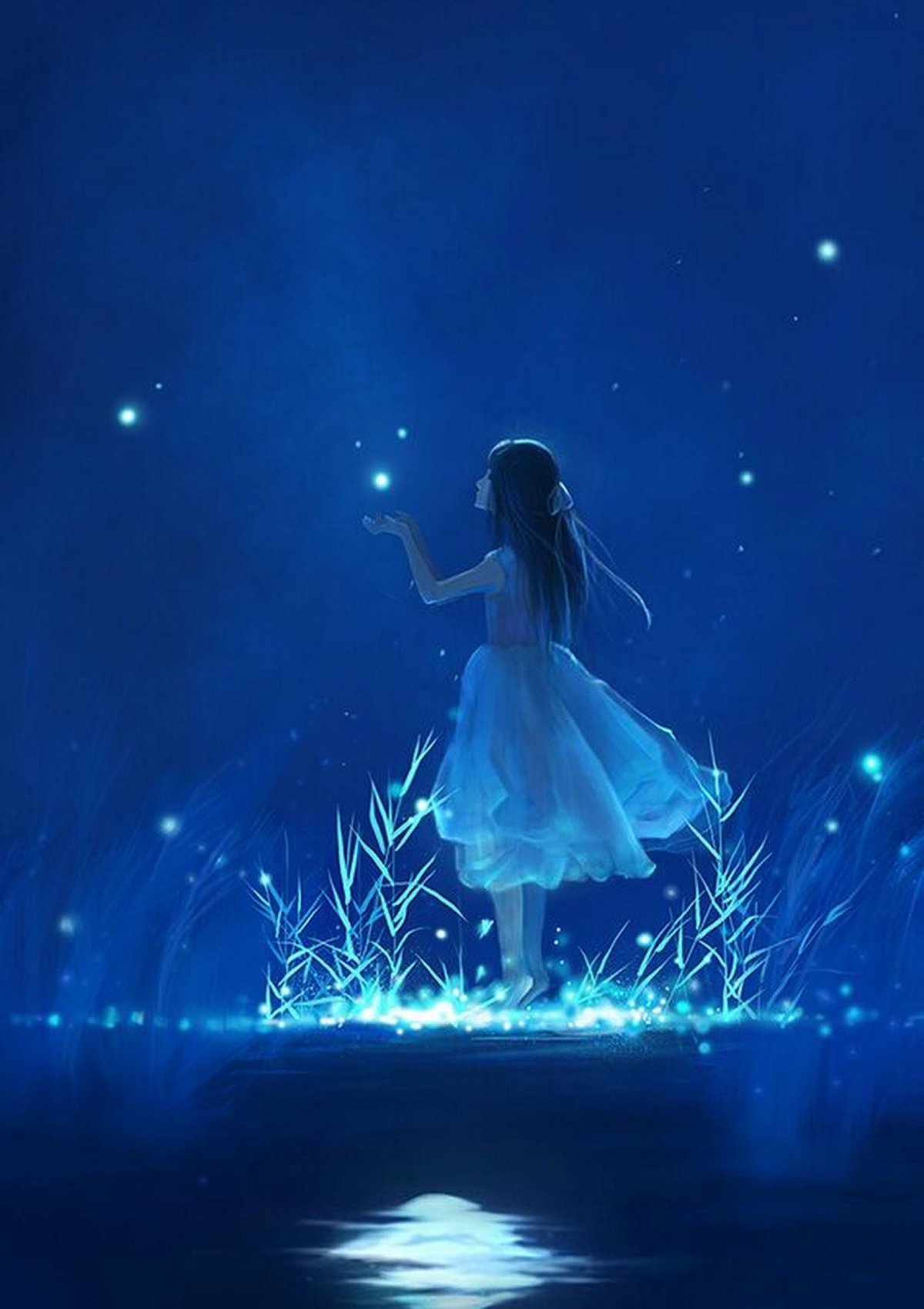 Девушка ночь звезды