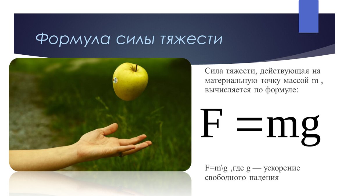 Сила тяжести действующая на тело