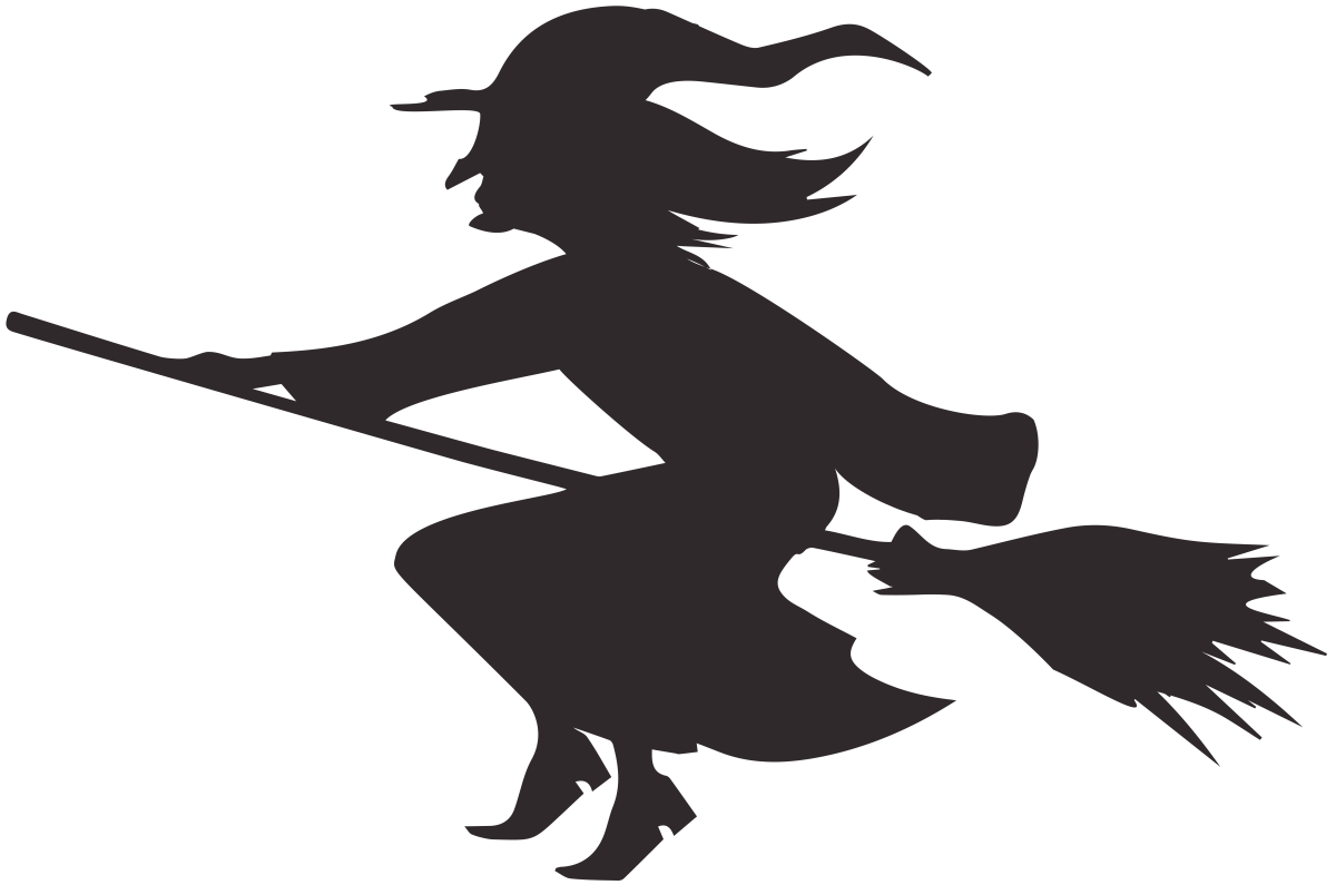 Силуэт ведьмы на фоне Луны