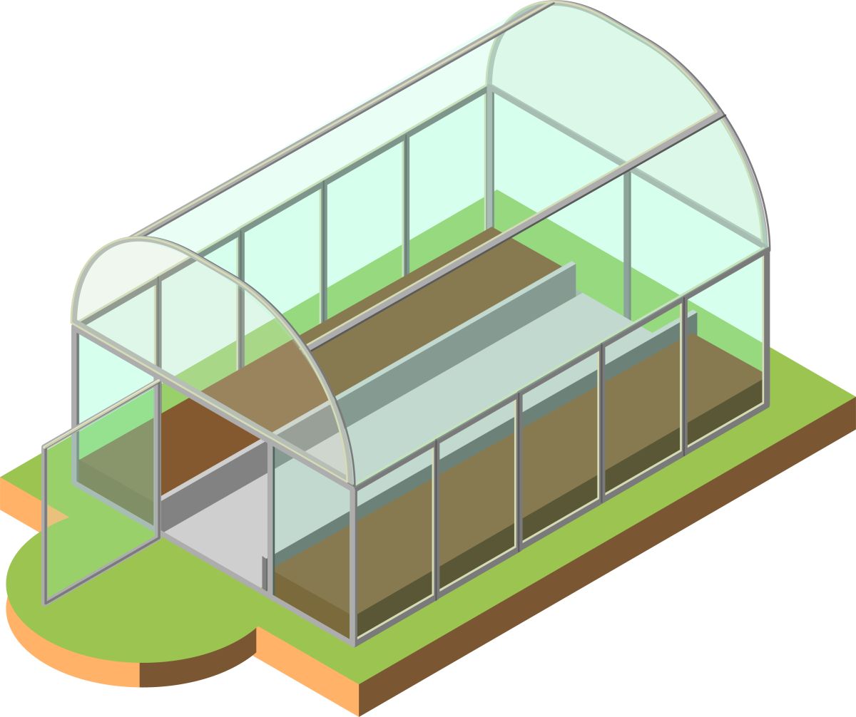 Домик с теплицей изометрия