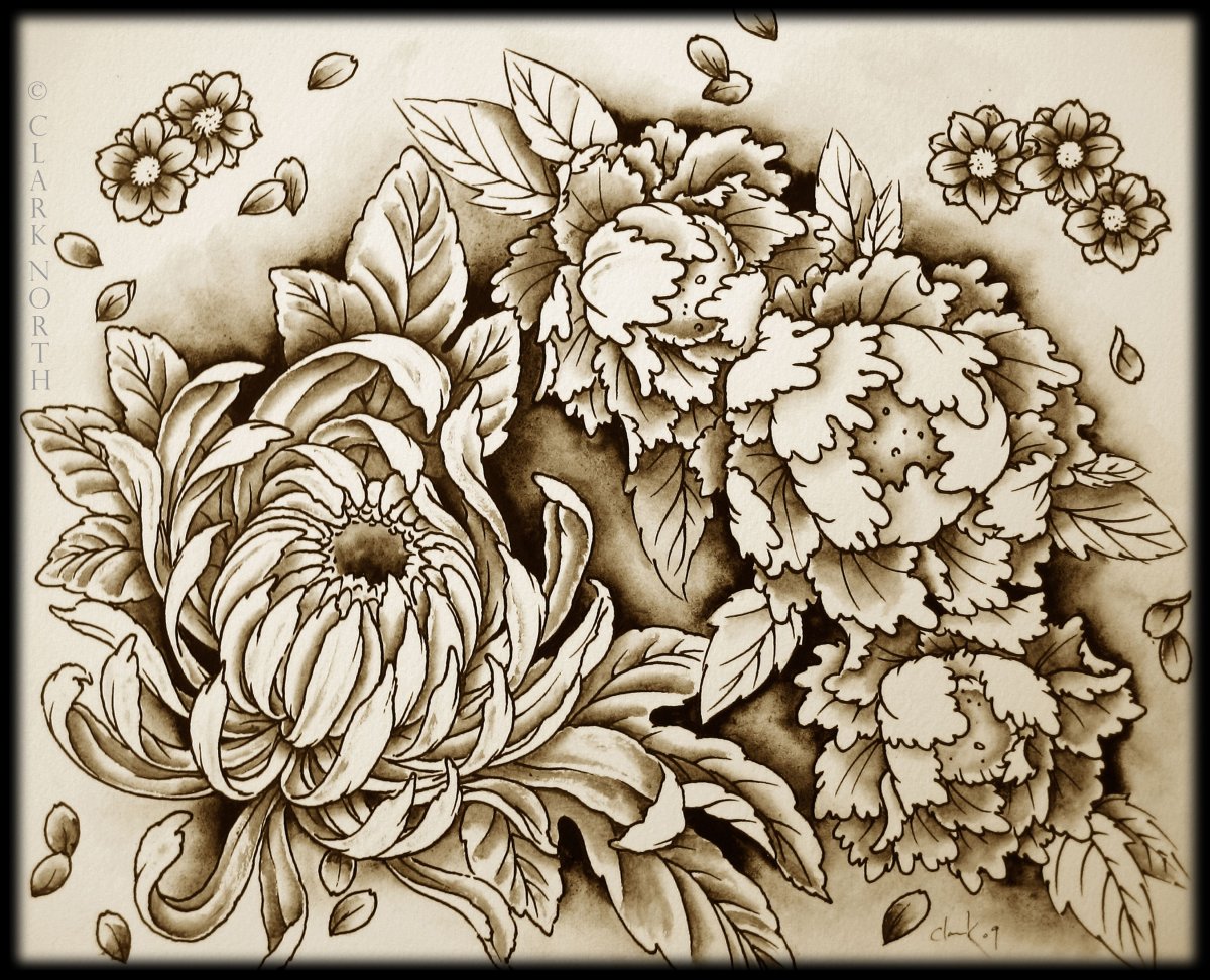 Пионы Выжигание