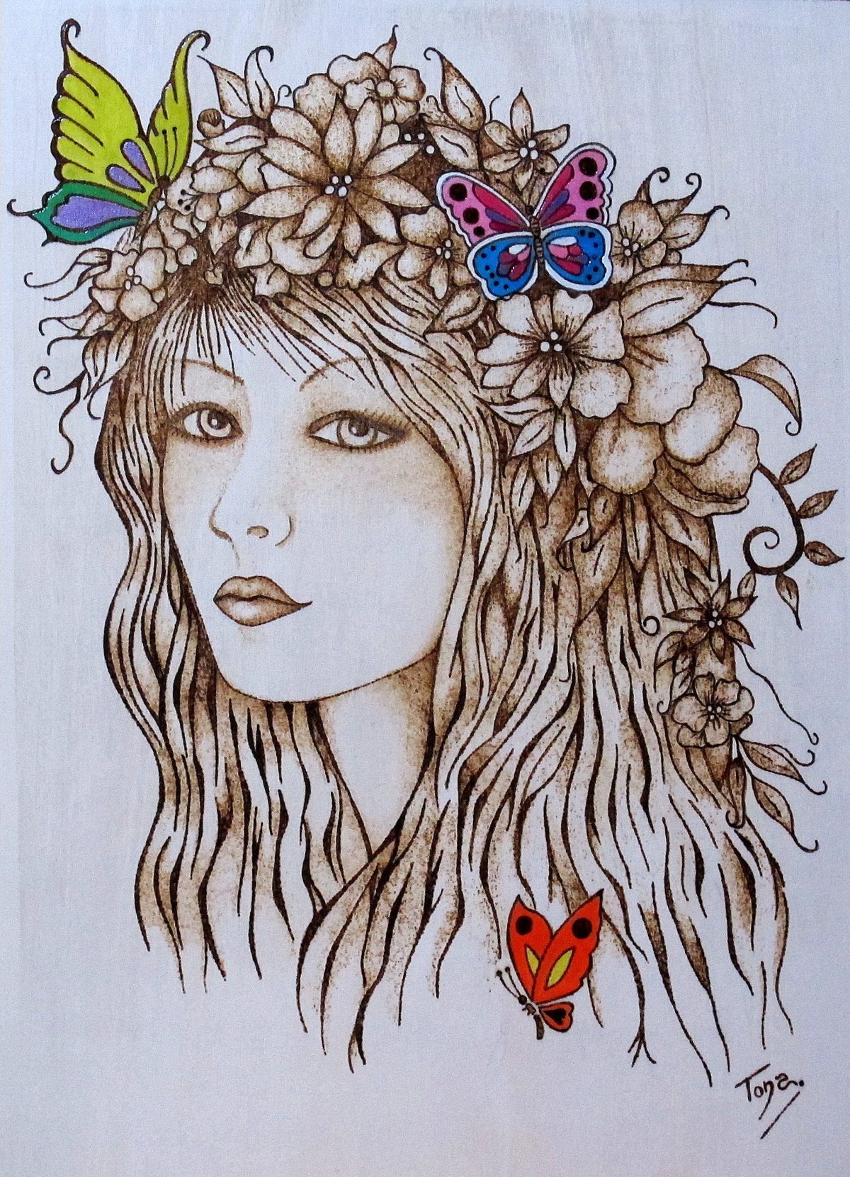 Красивые рисунки для выжигания девушки