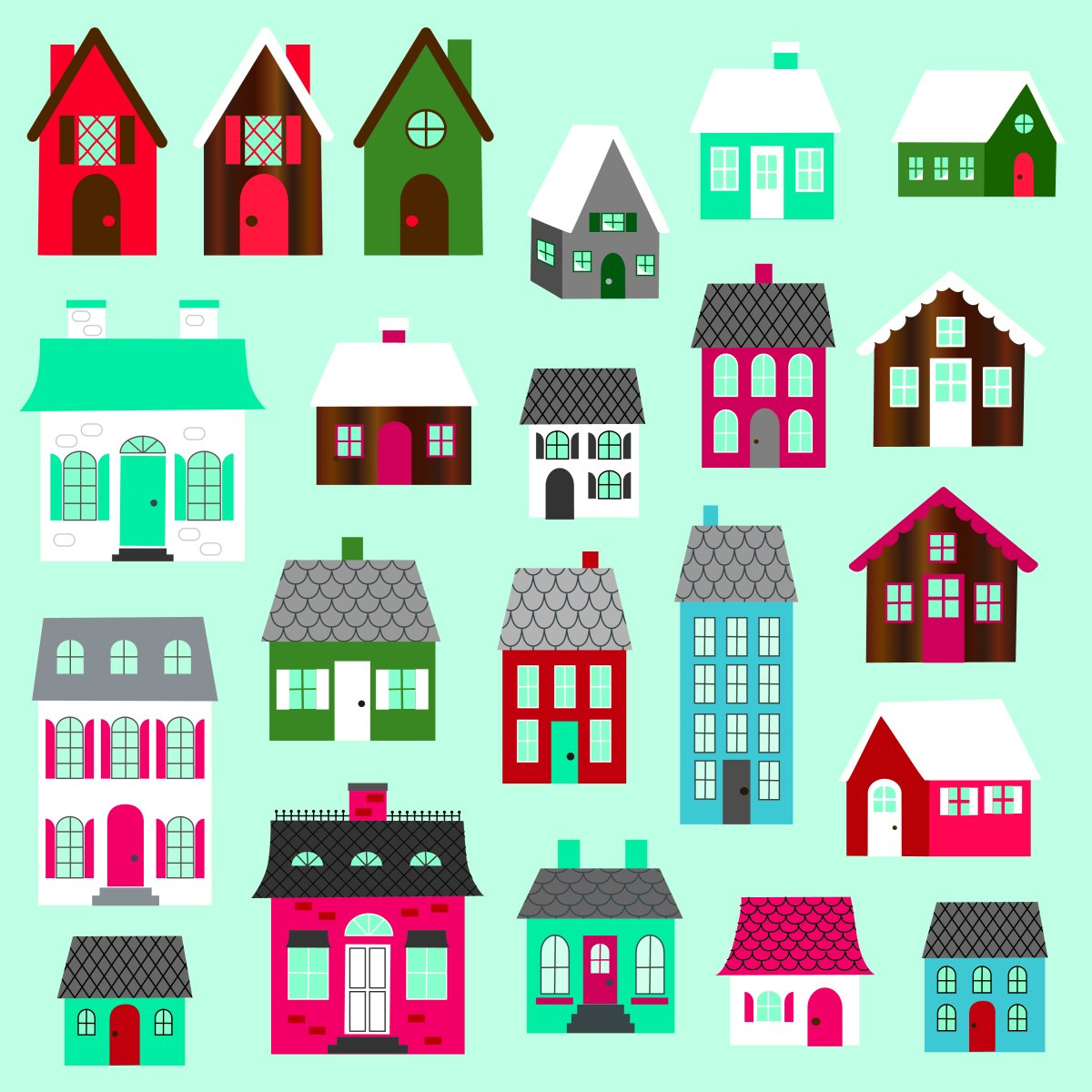 Домики много домиков