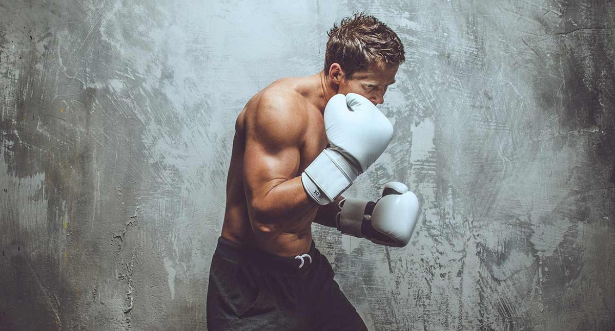 Боксер на черном фоне