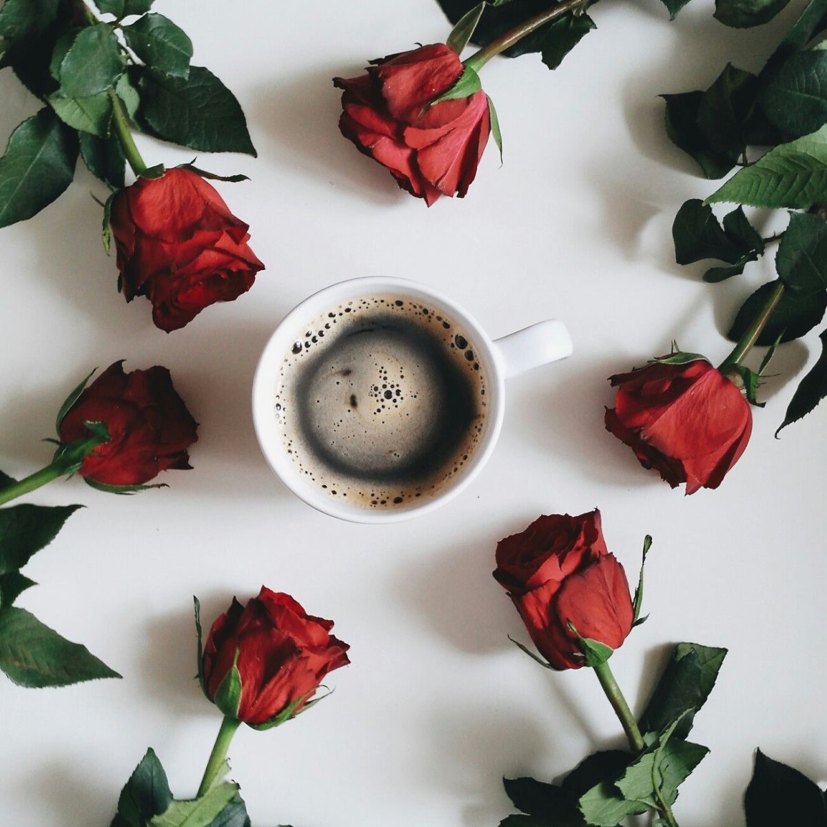 Кофе с розой для инстаграма