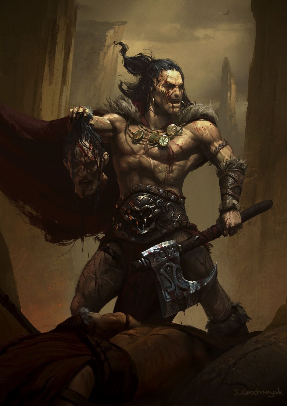 Леонинец варвар ДНД арт