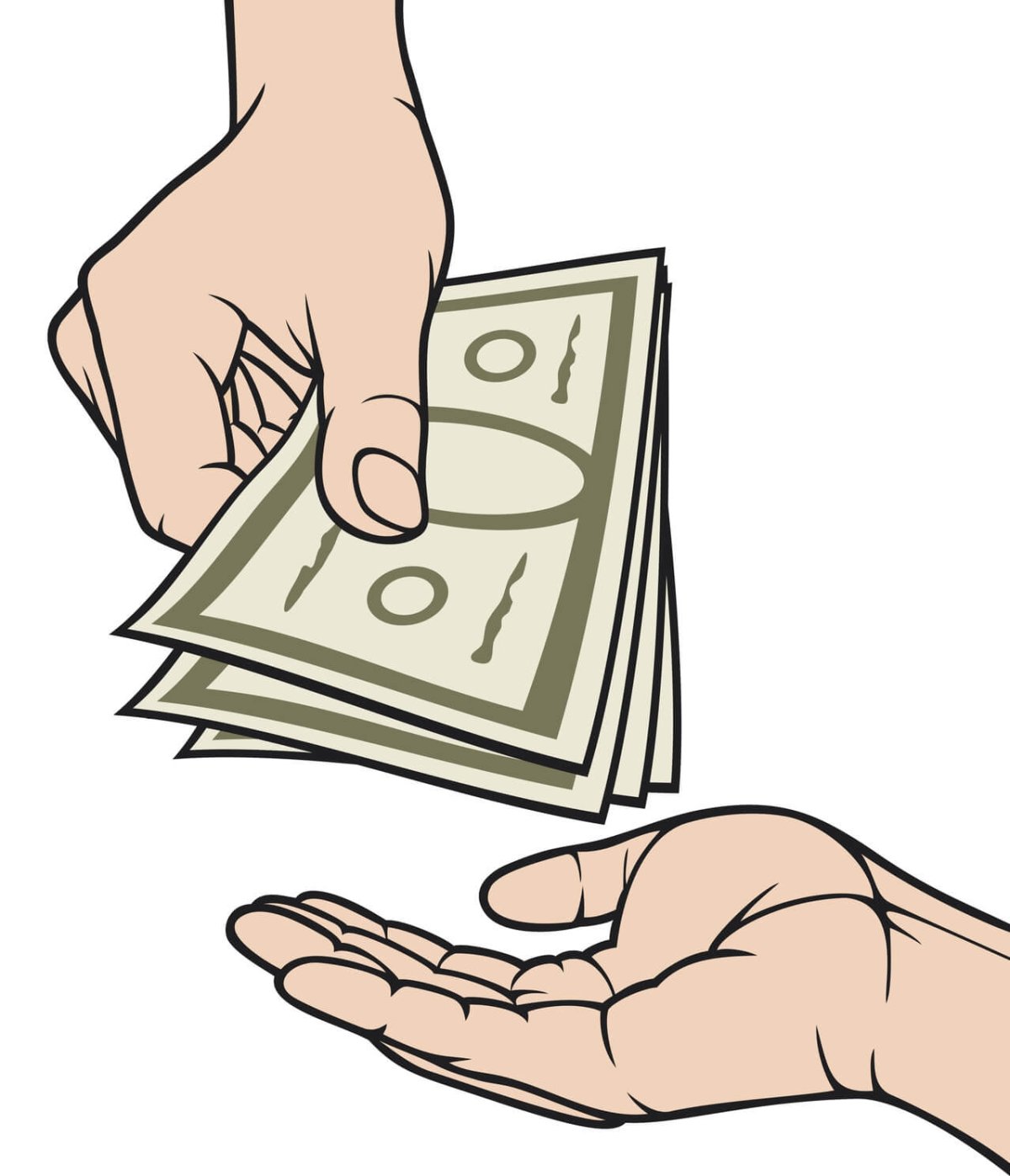 Рука дающая деньги рисунок