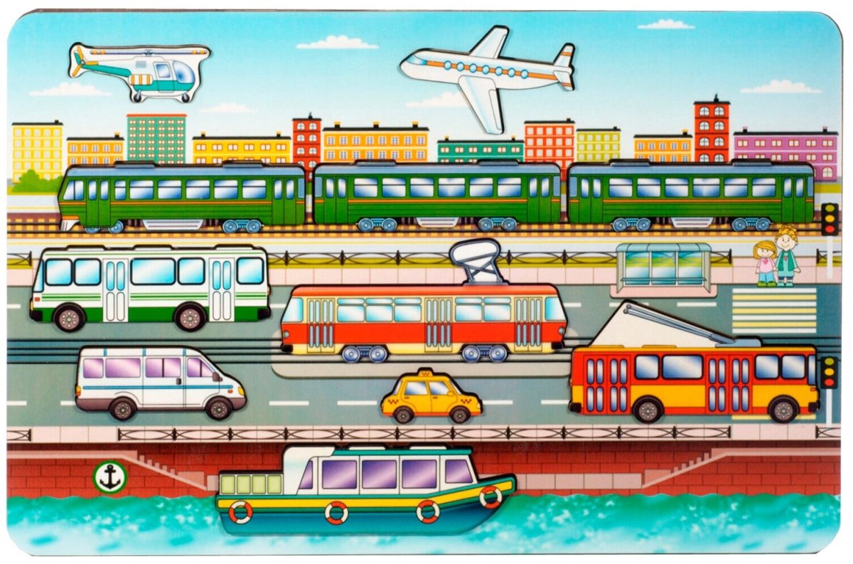 Развивающая доска "городской транспорт" арт.8013 (дерево, 37хз24,5) /35