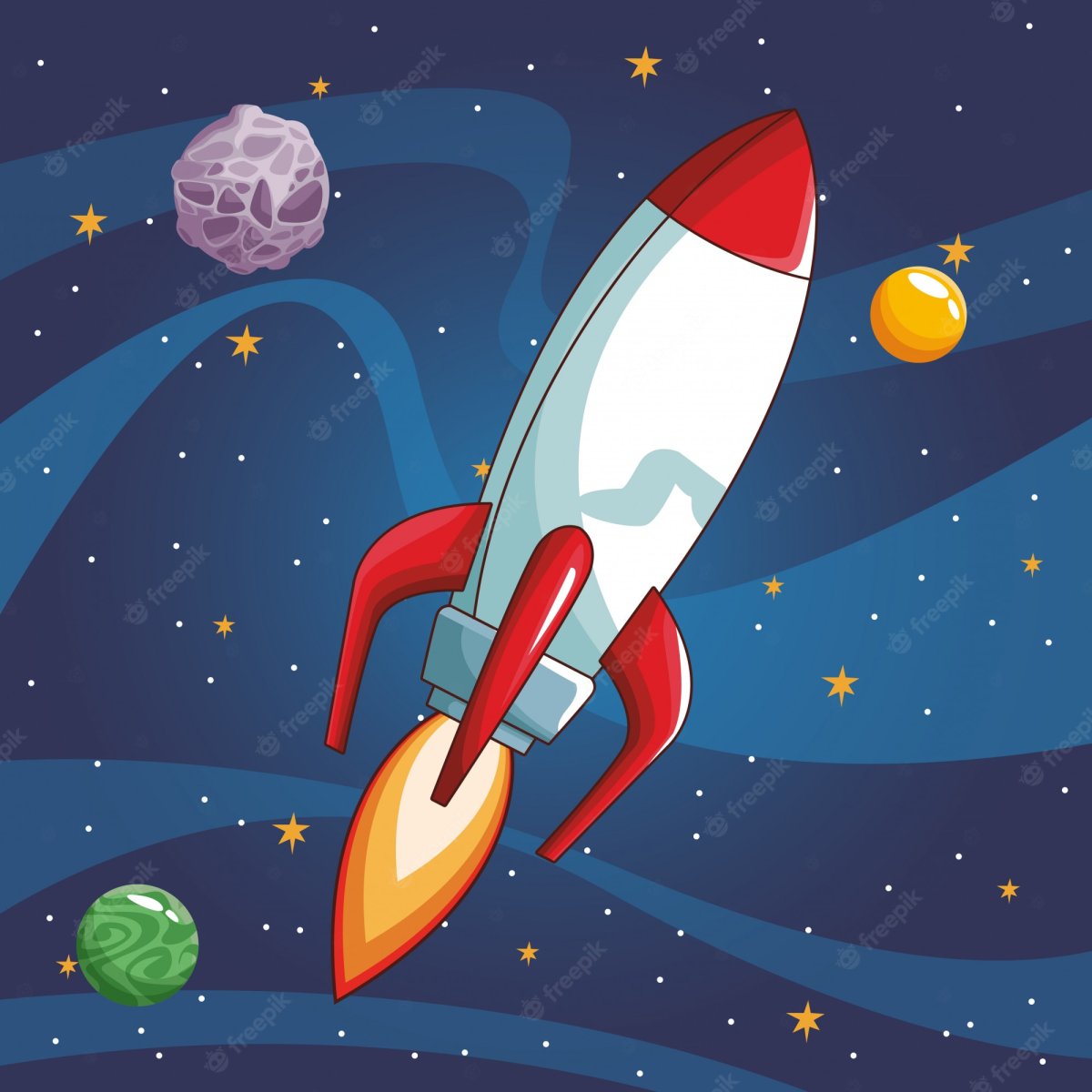 Космические корабли в космосе в векторе