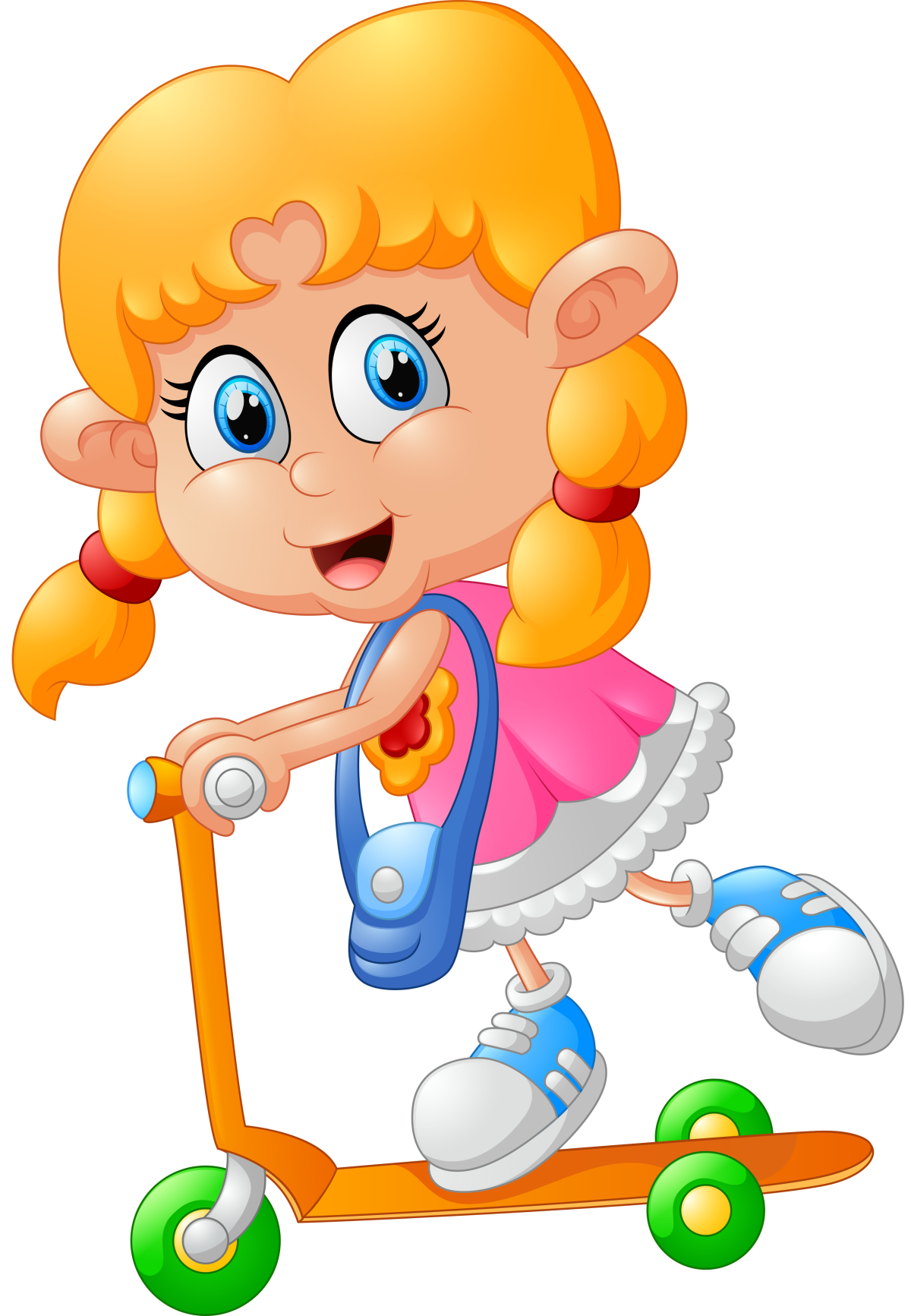 Отрисовки дети на самокате