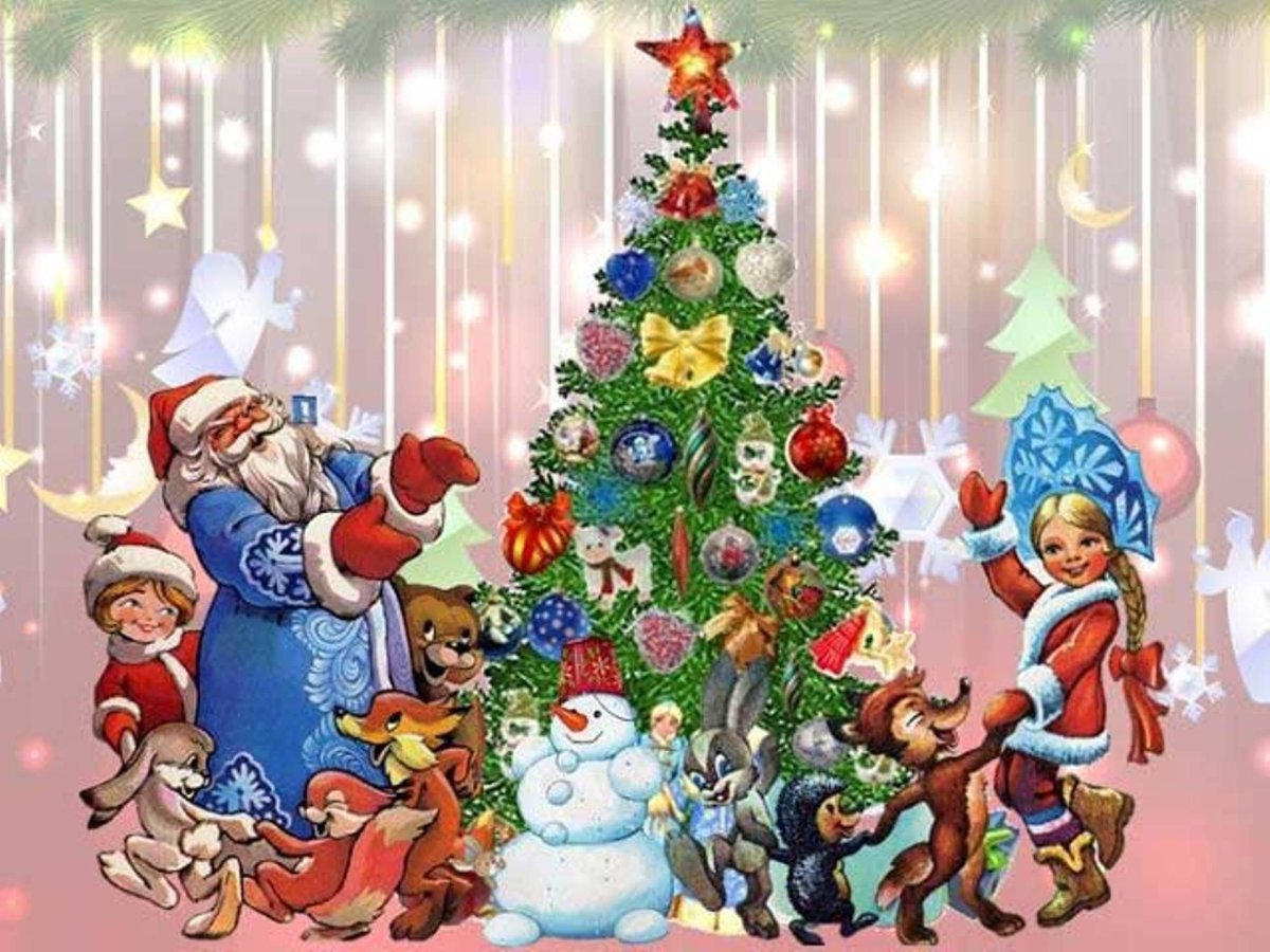 Дети на новогоднем празднике в детском саду