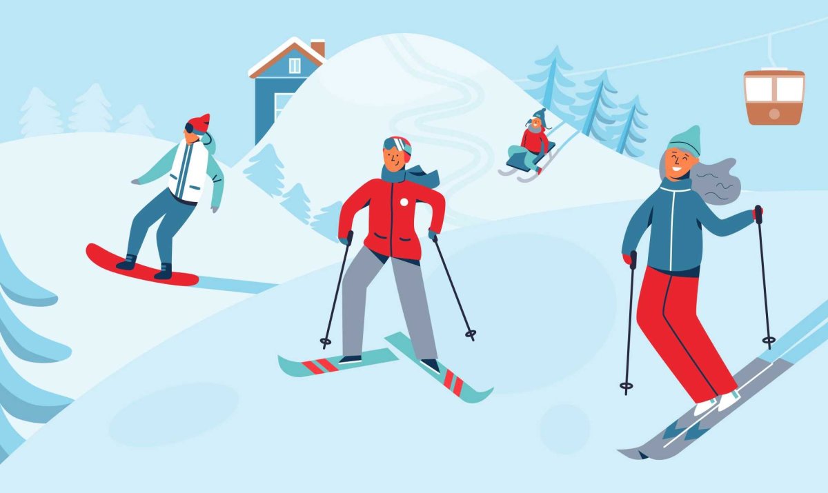 Катание на лыжах вектор