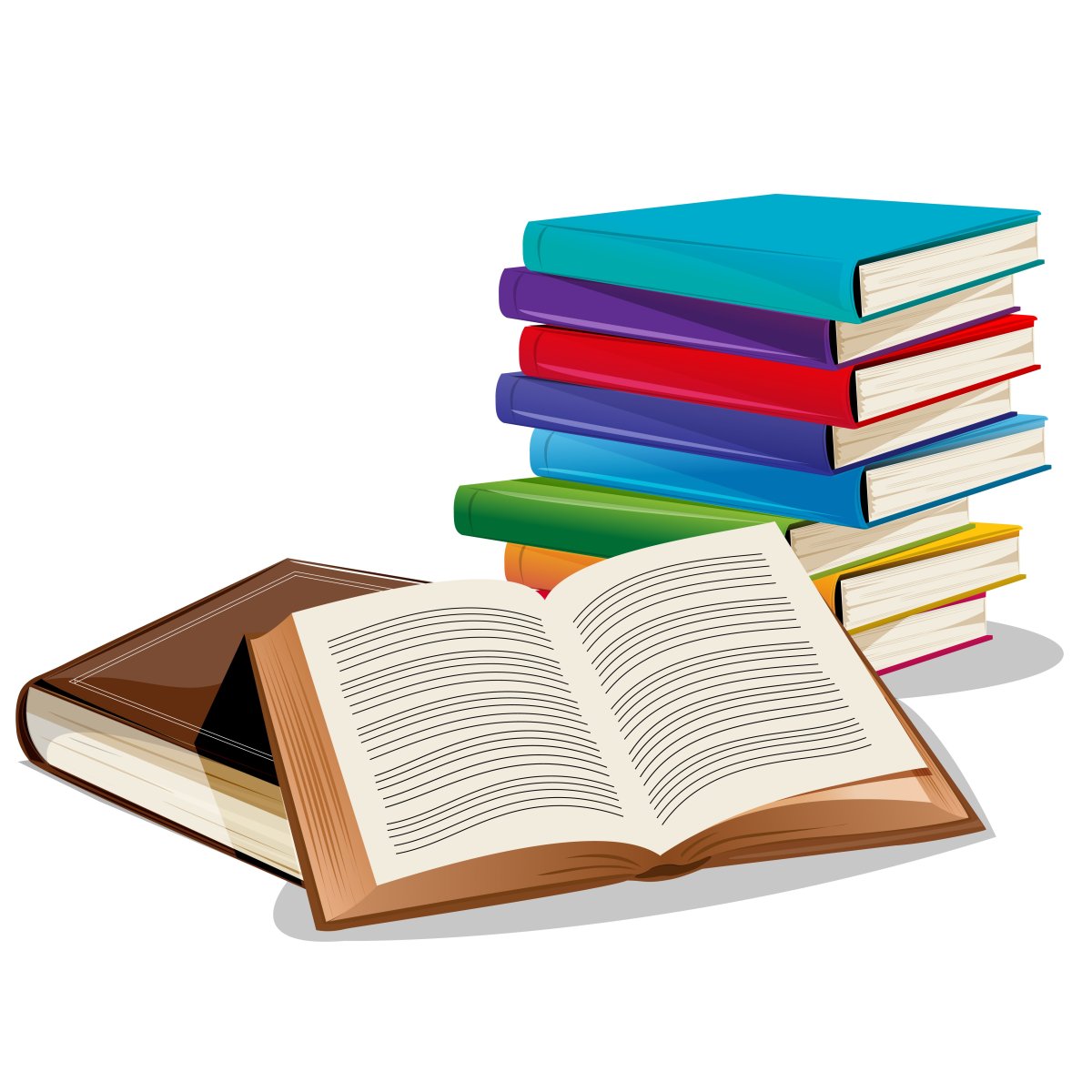 Тетради и книжки на прозрачном фоне