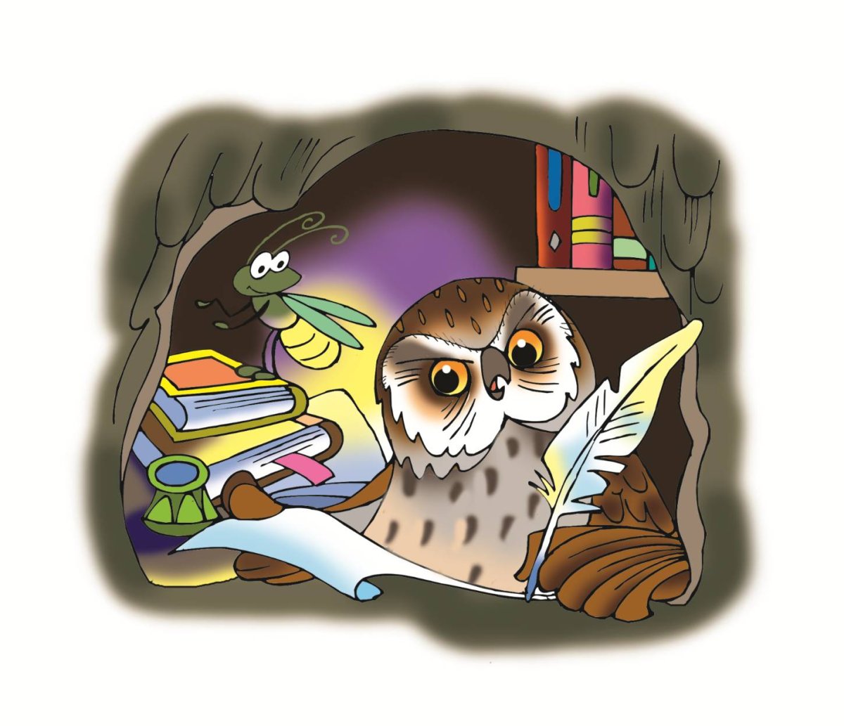 Сова учитель рисунок