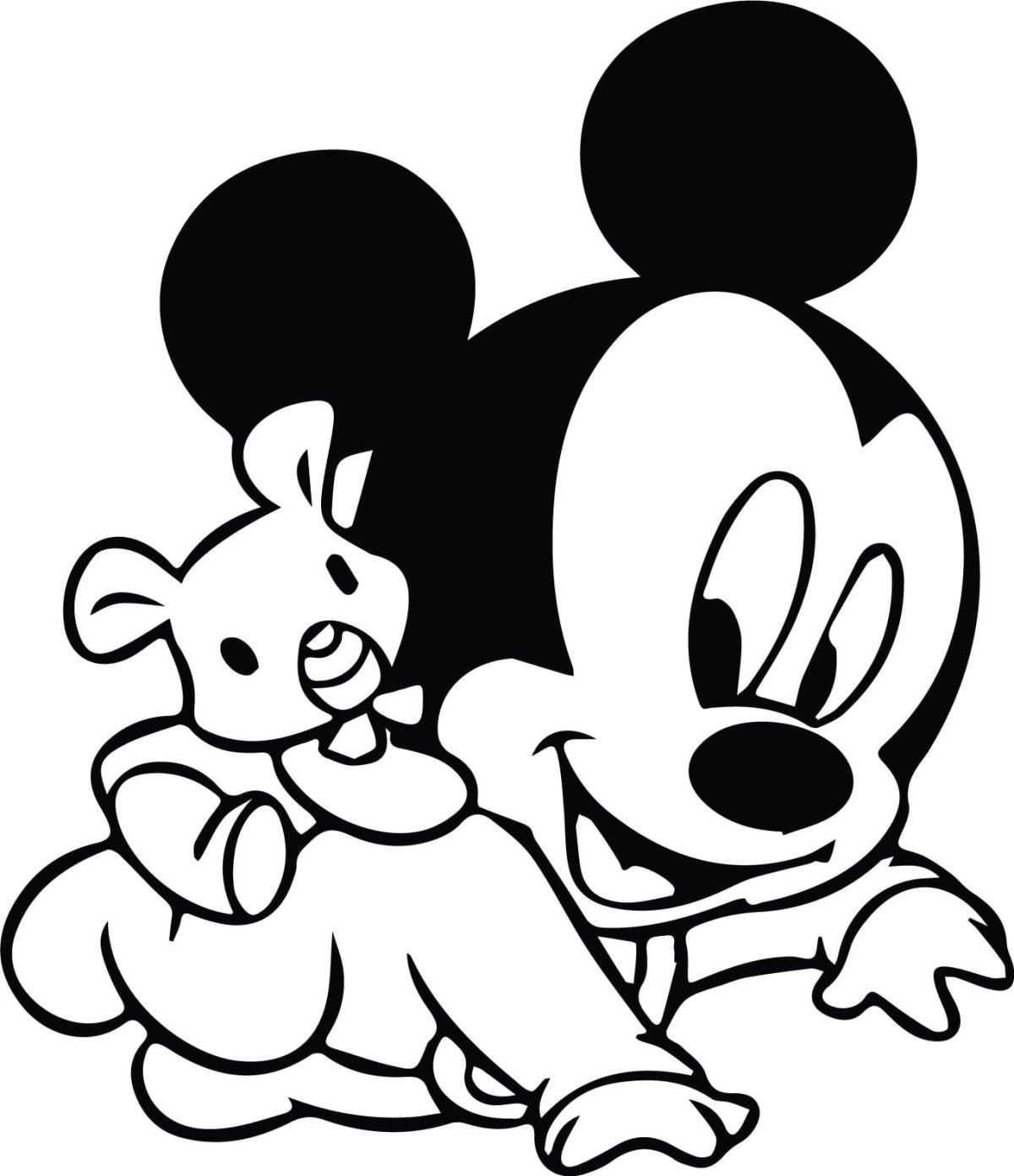 Раскраска Микки и Минни Маус маленькие