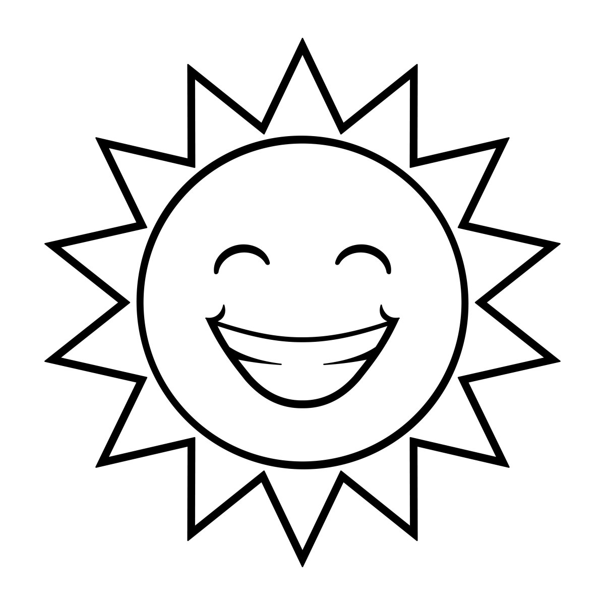 Улыбающееся солнце черно белое