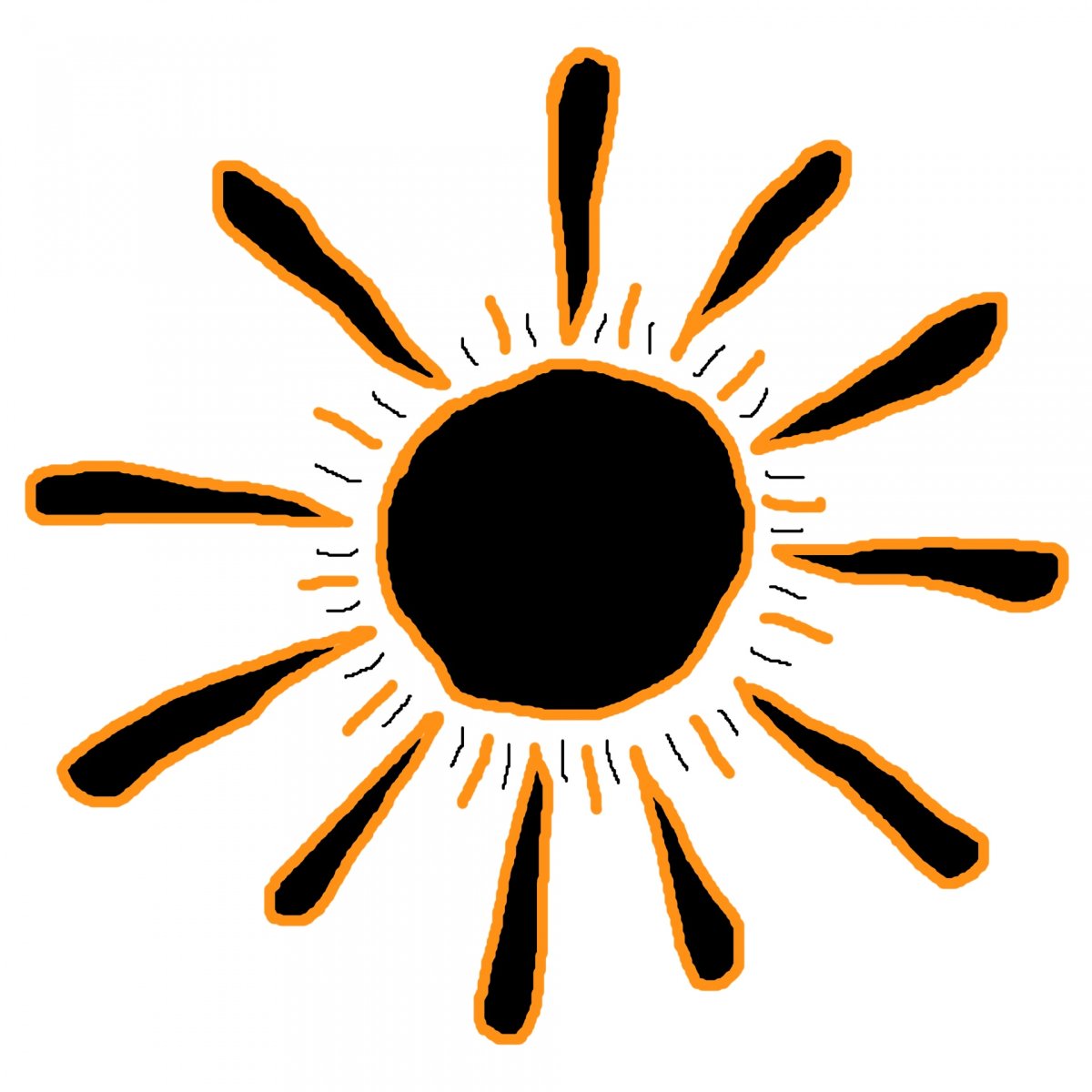 Нарисованное солнце на черном фоне