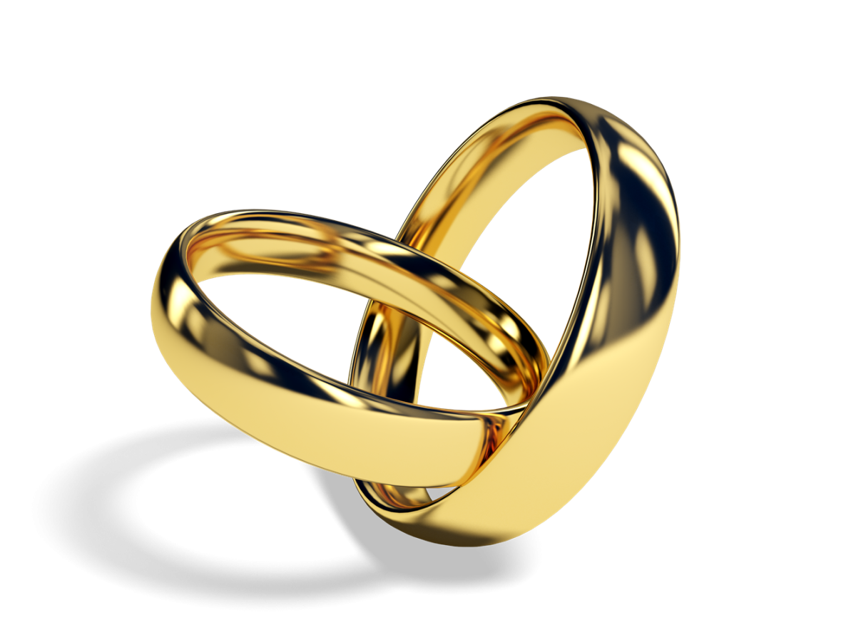 Свадебные кольца на прозрачном фоне