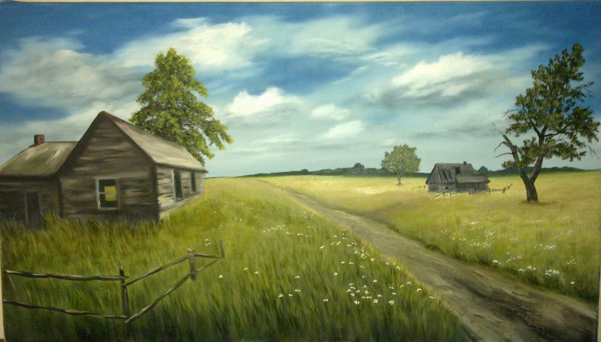 Деревенский пейзаж для детей