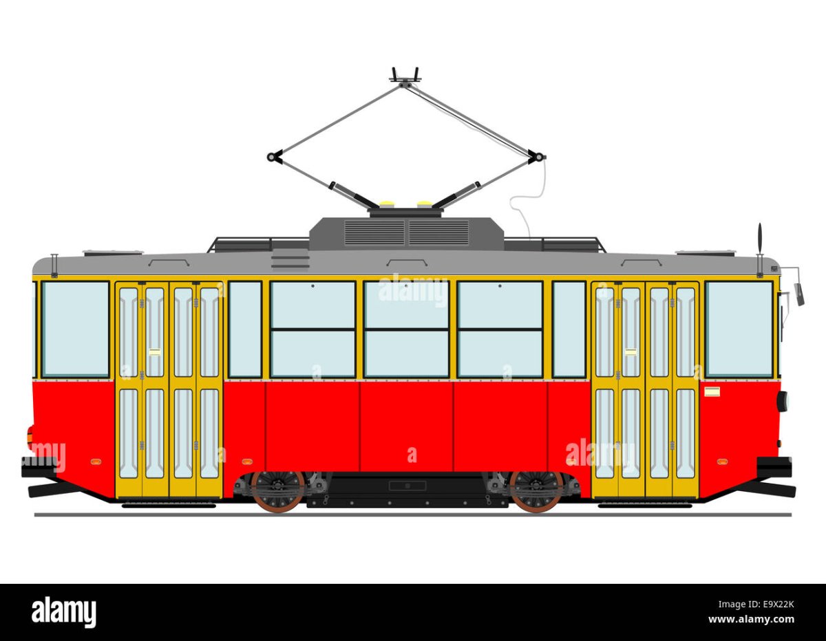 Трамвай на белом фоне
