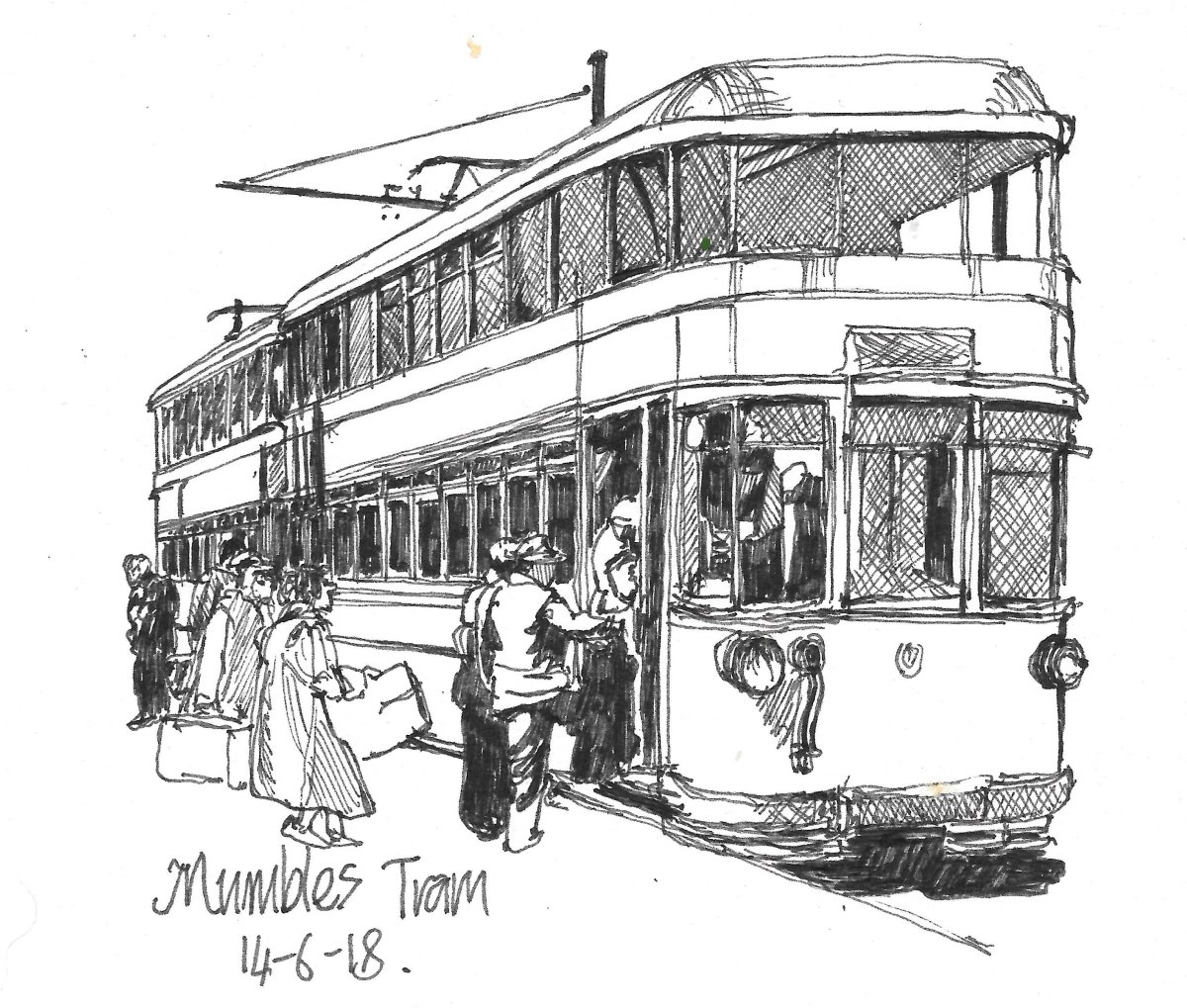 Люди в трамвае рисунок