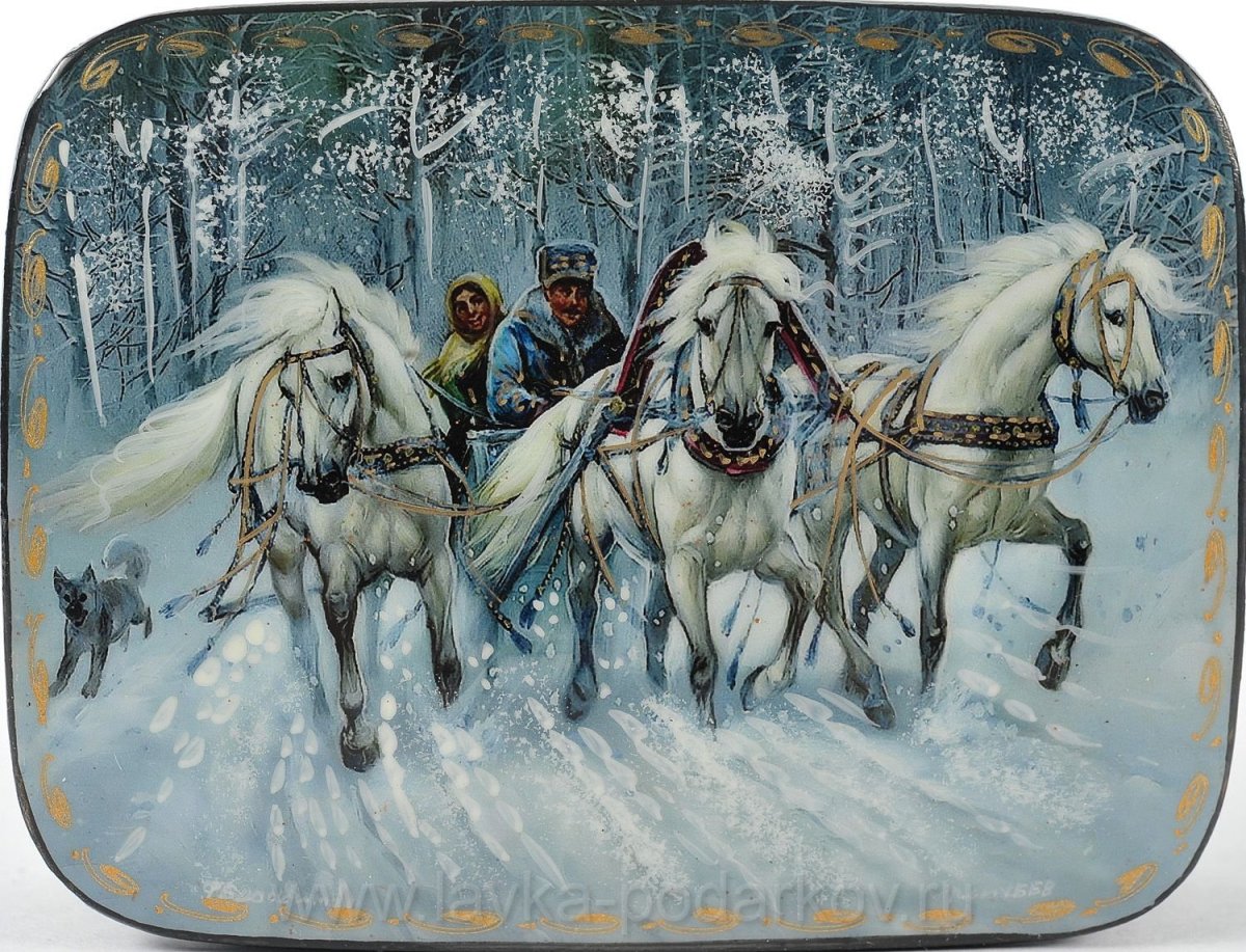 Лаковая миниатюра Федоскино тройка