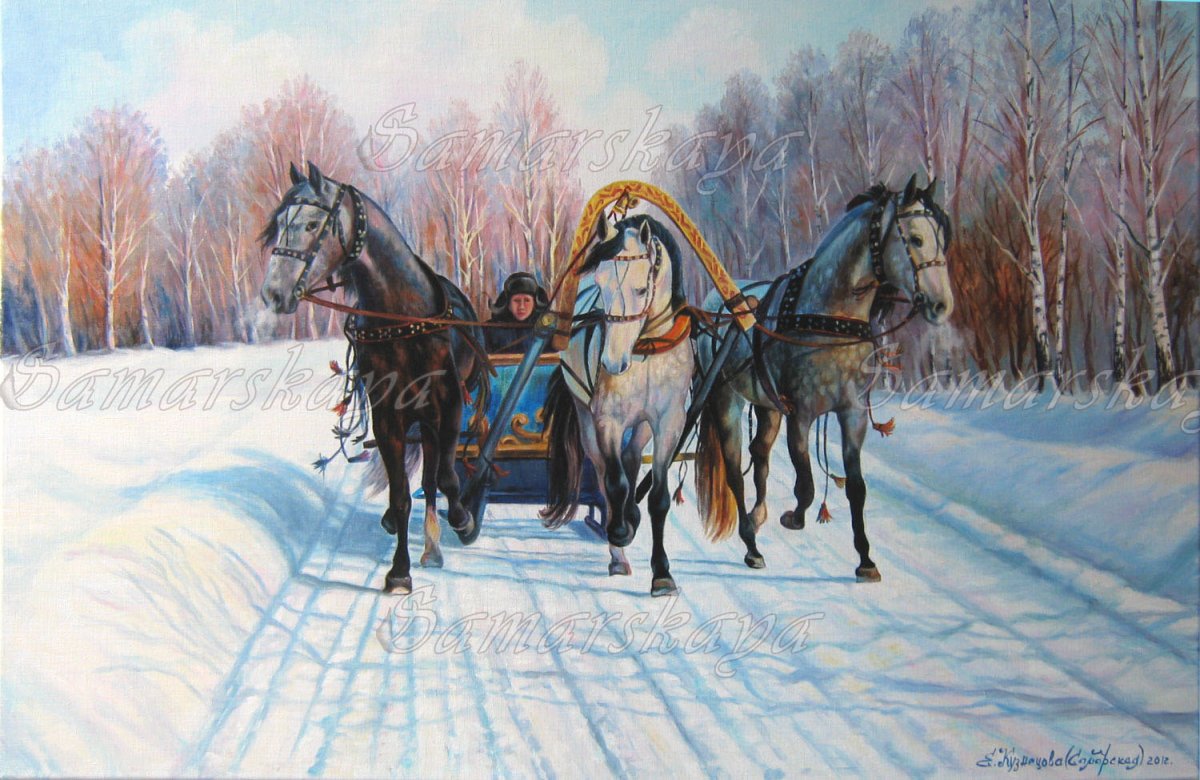 Тройка ямщик живопись