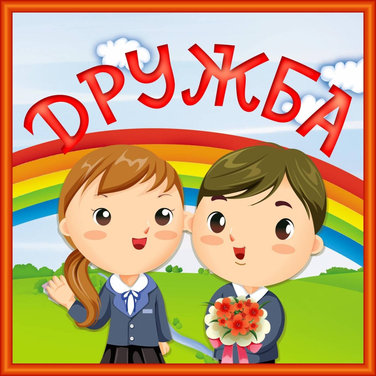 Дети в саду вектор