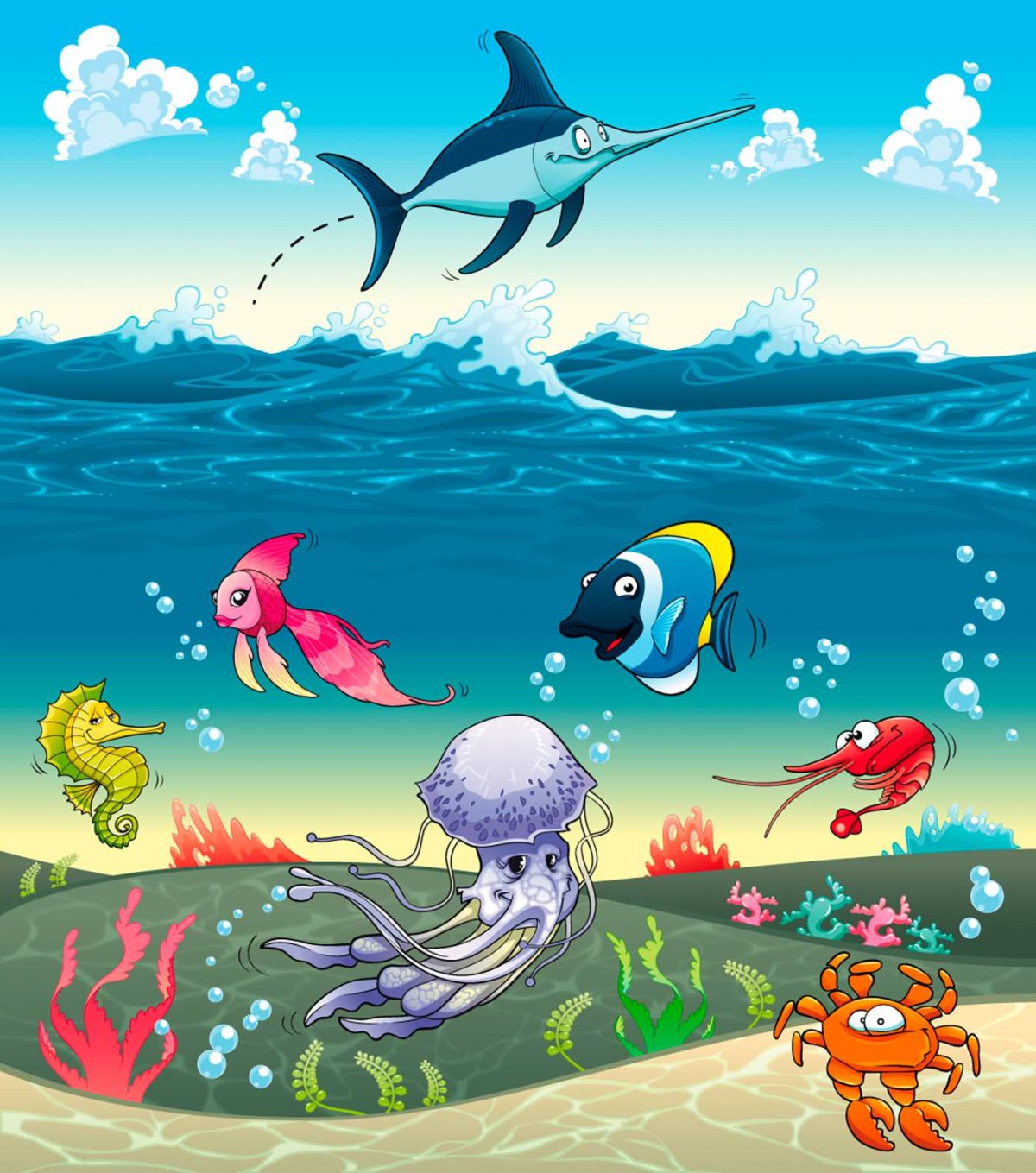 Фон морские обитатели для детей