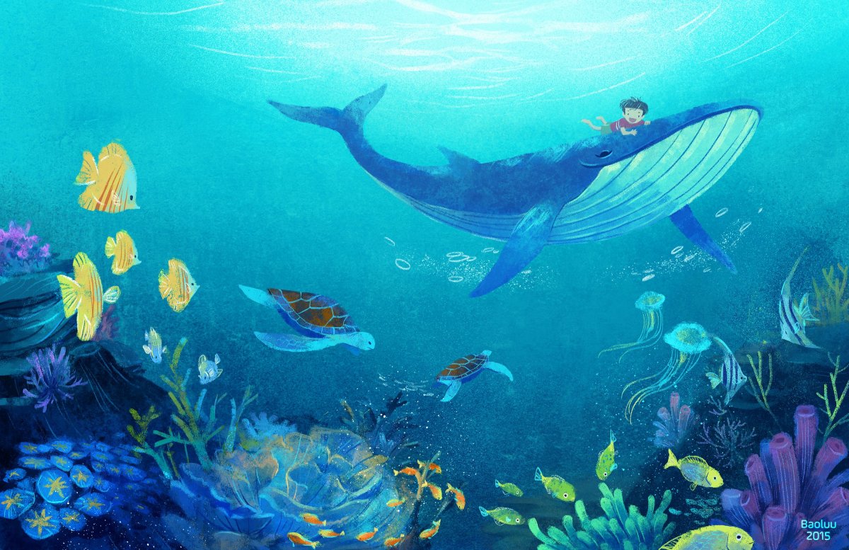 Акварельные рыбки фон