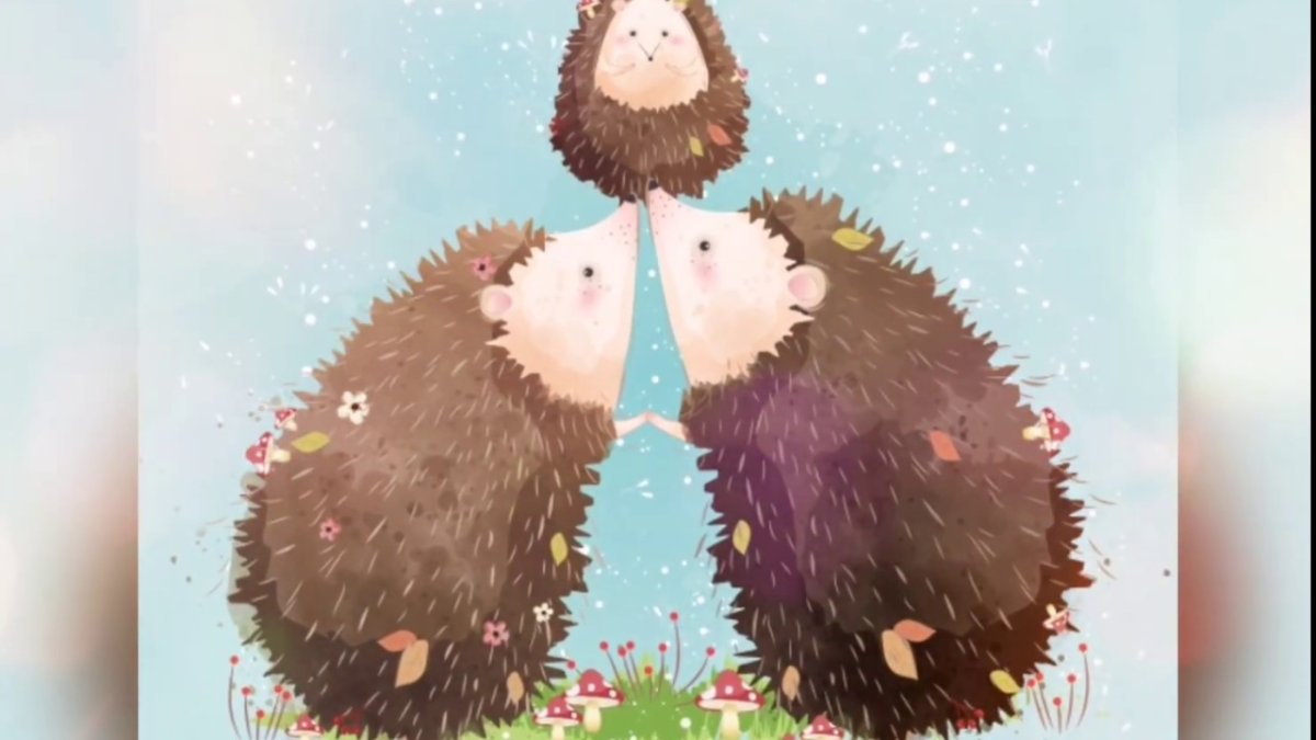 Семья ежей для рисования