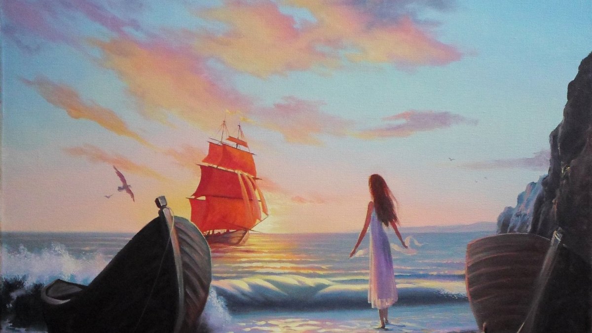 ВАНГОГВОМНЕ картина по номерам "Ассоль в ожидании встречи", 40х50 см