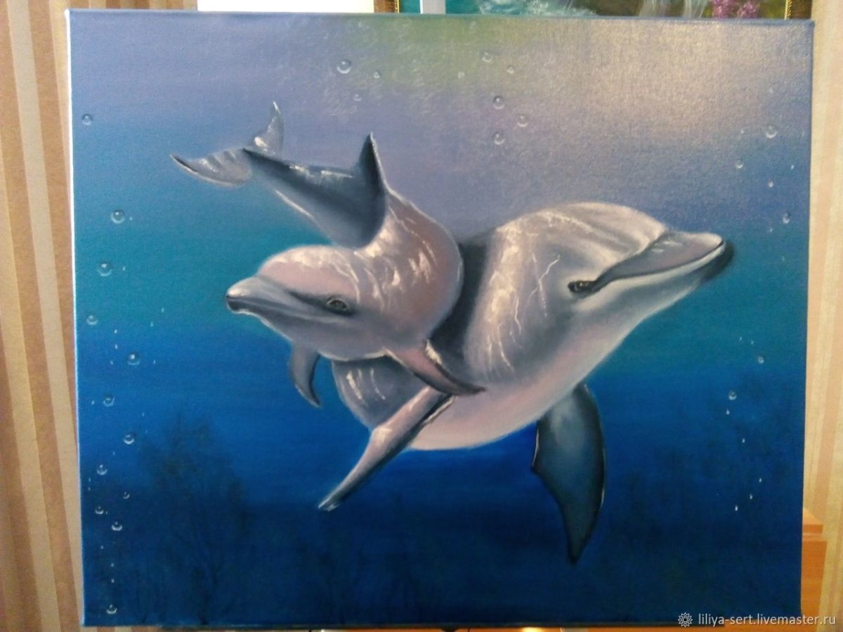 Нарисовать дельфина на стене