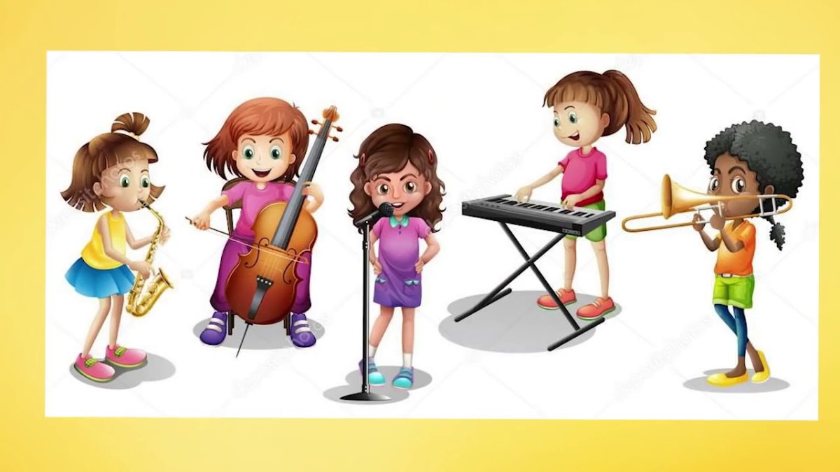Дети музыканты на белом фоне