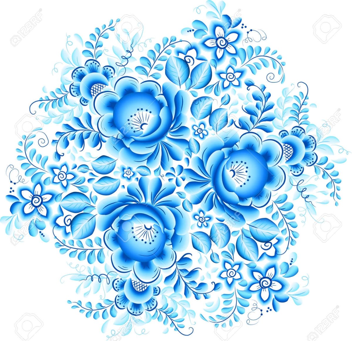 Хохлома на синем фоне