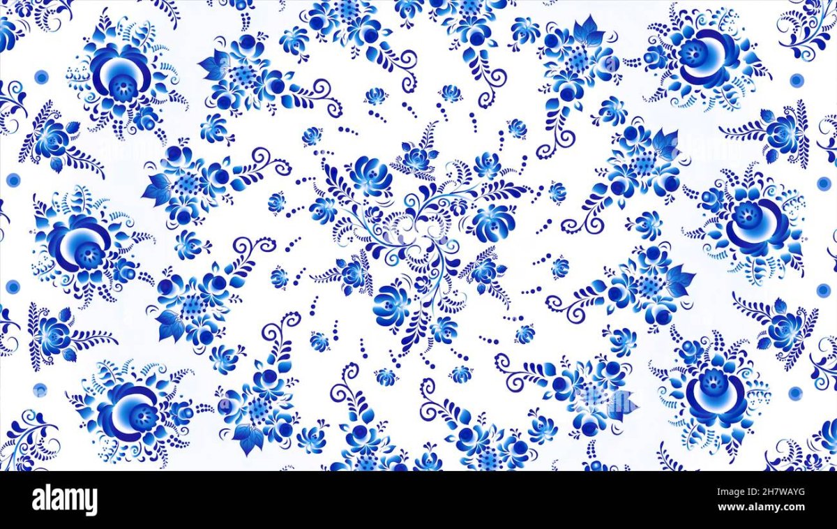 Бордюр Гжель на прозрачном фоне