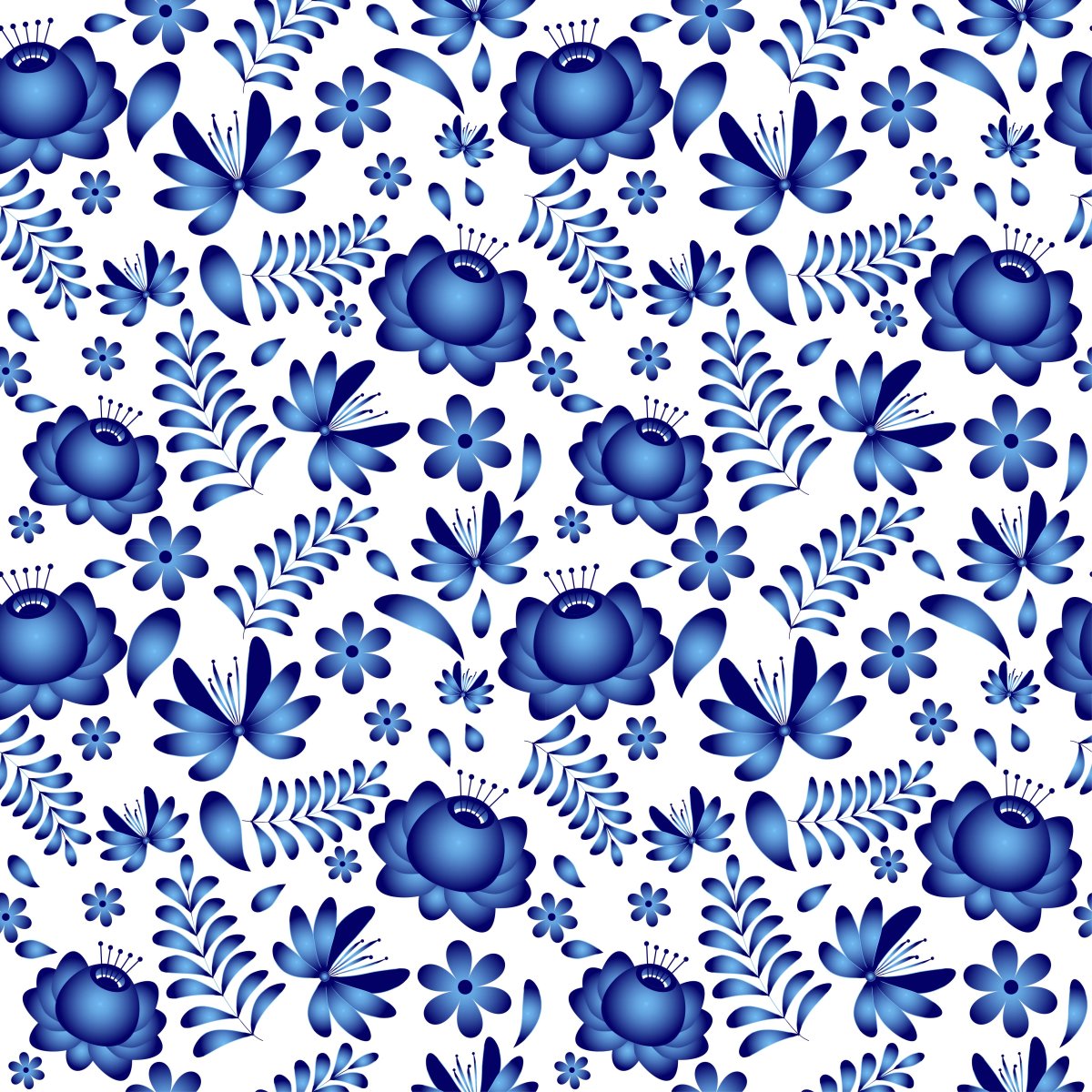 Гжельские растительные узоры