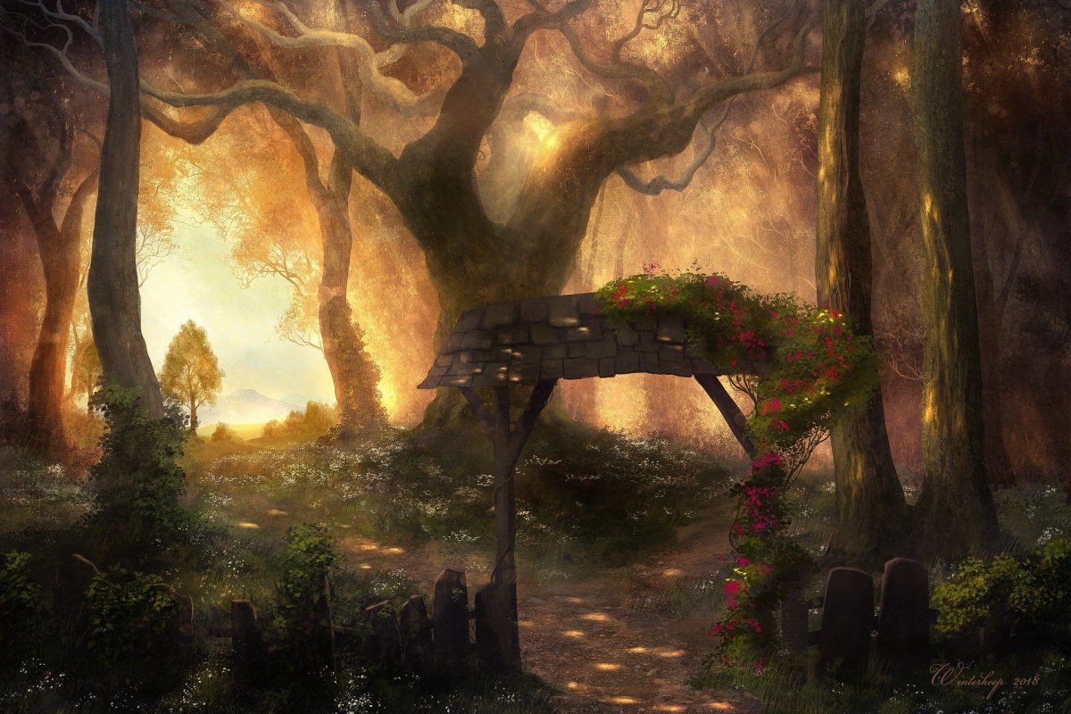 Эльфийский лес арт фэнтези