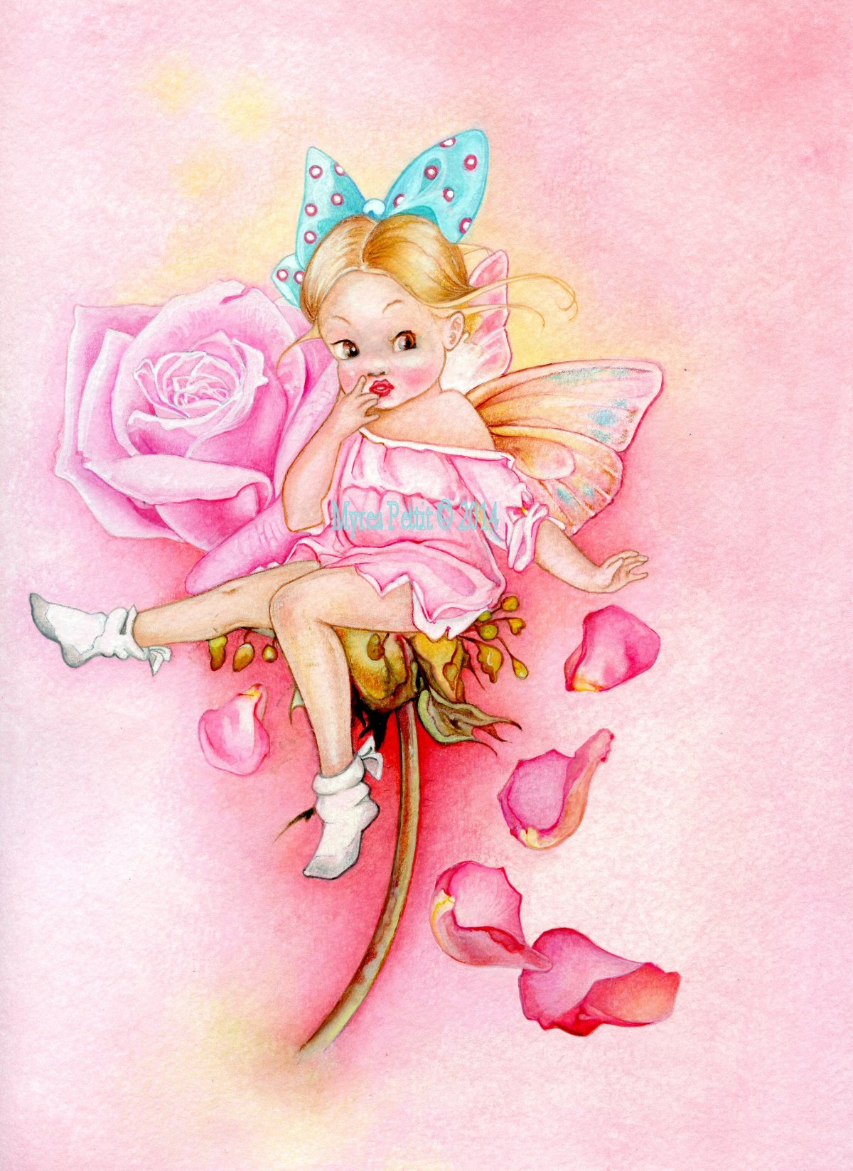 Фея на розовом фоне