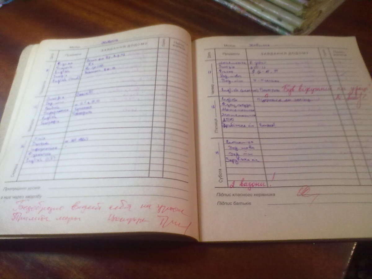 Школьный дневник с оценками