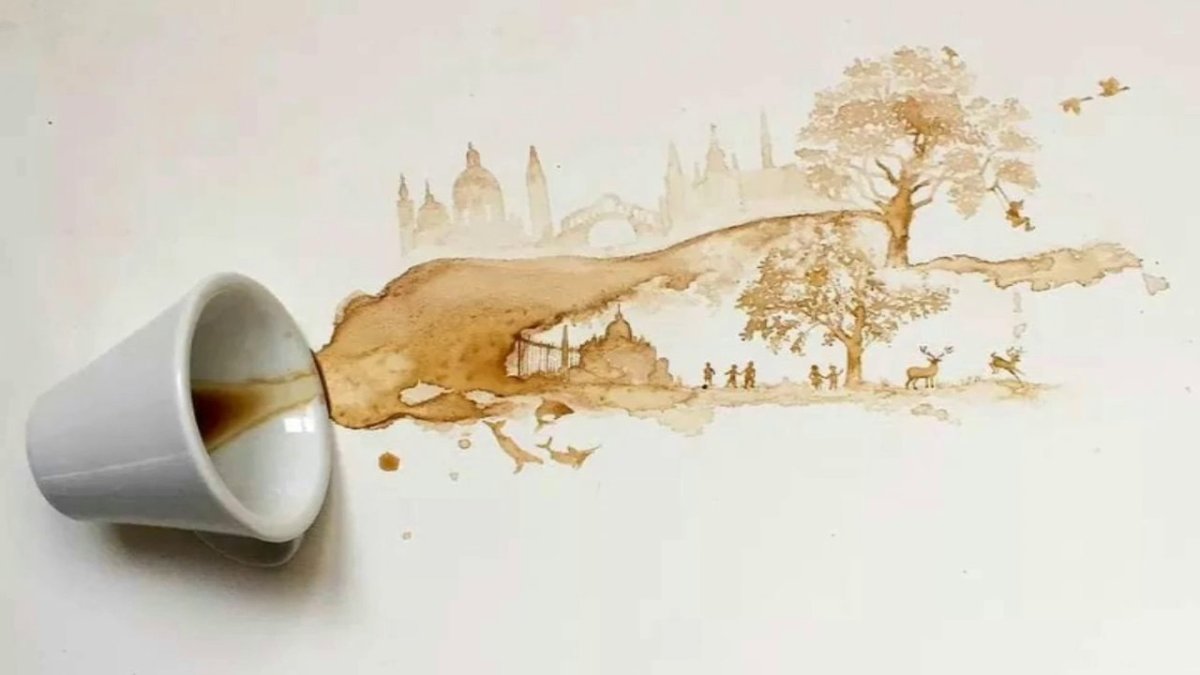 Рисование чаем на бумаге