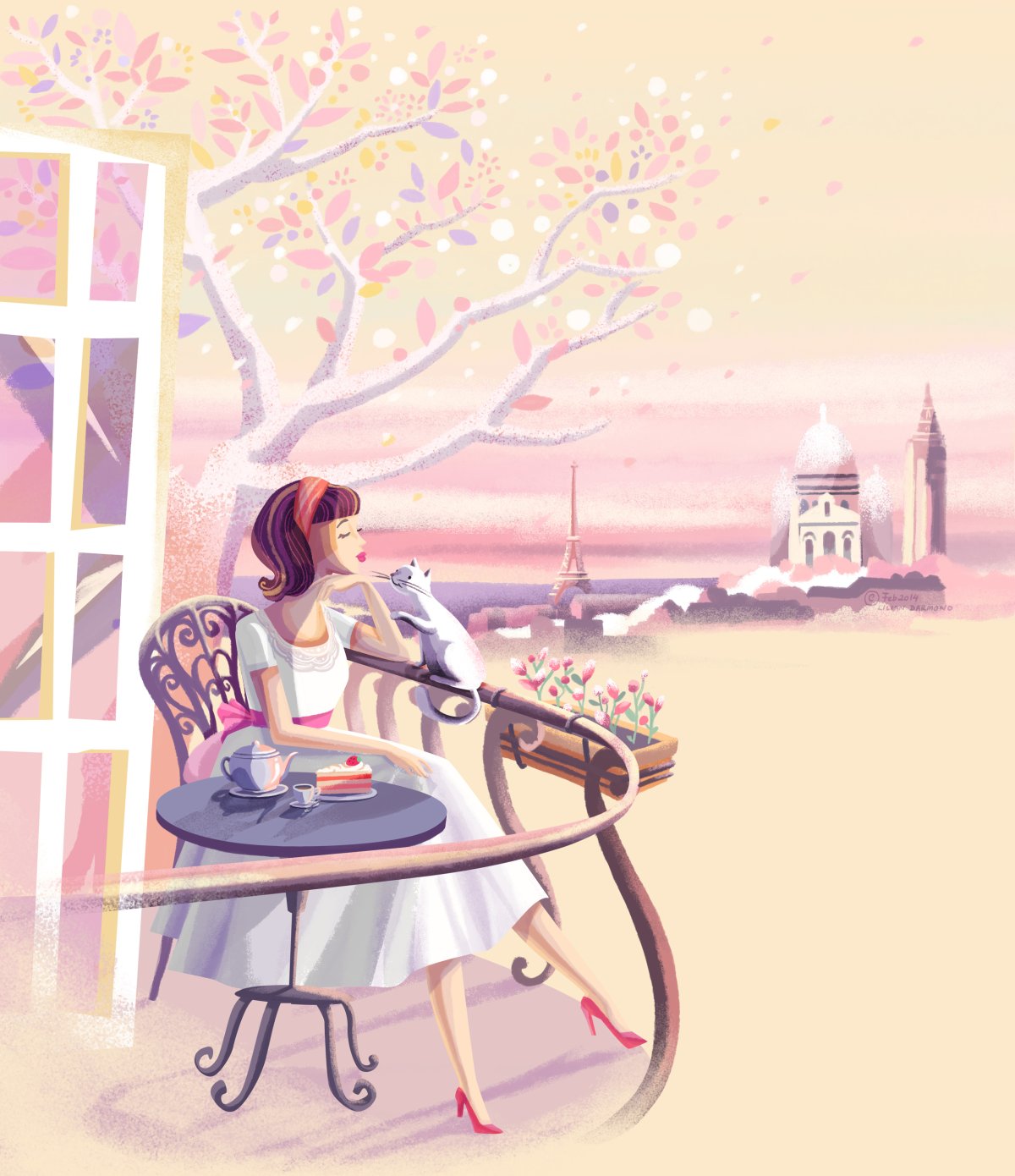 Девушки рисуют в кафе