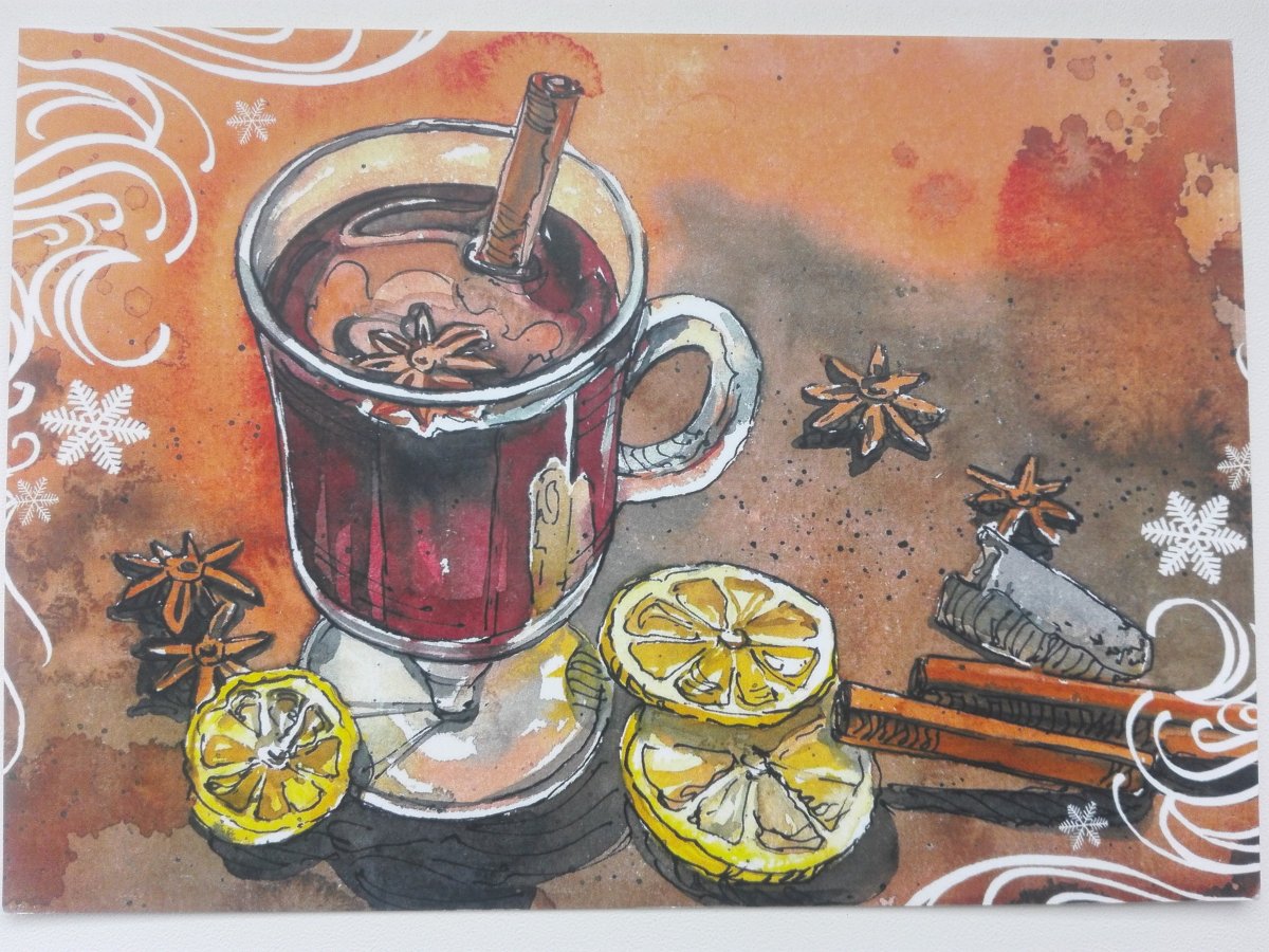 Глинтвейн акварель