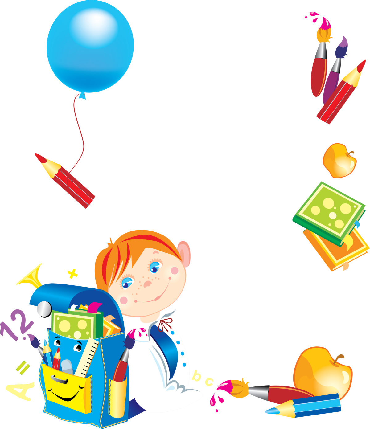 Школьная тематика на прозрачном фоне