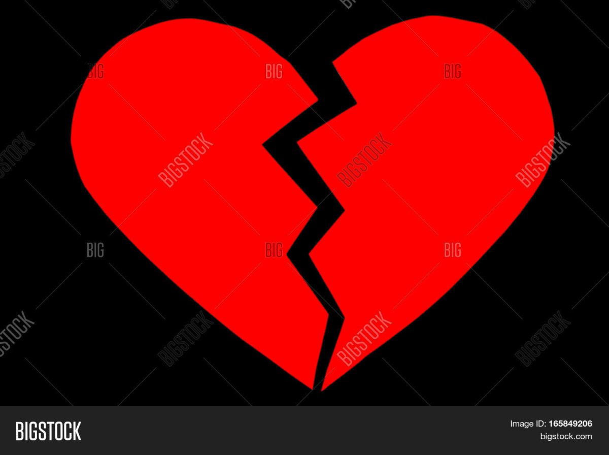 Разбитые сердца на черном фоне