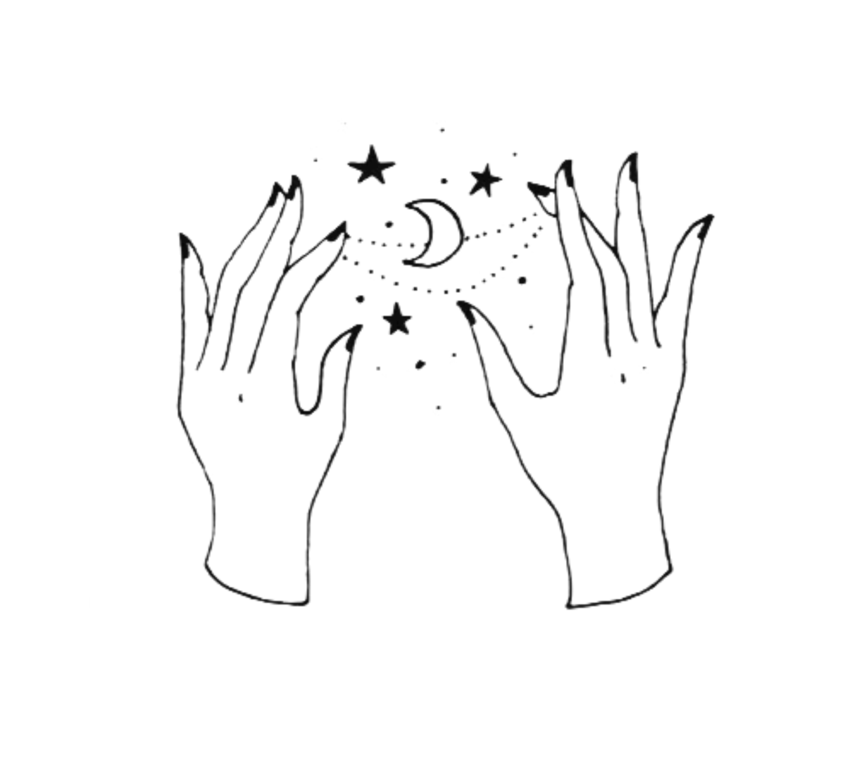 Звезда в руке контурный рисунок