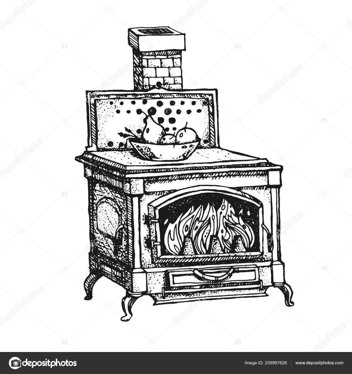 Емеля на печи с новогодней елкой