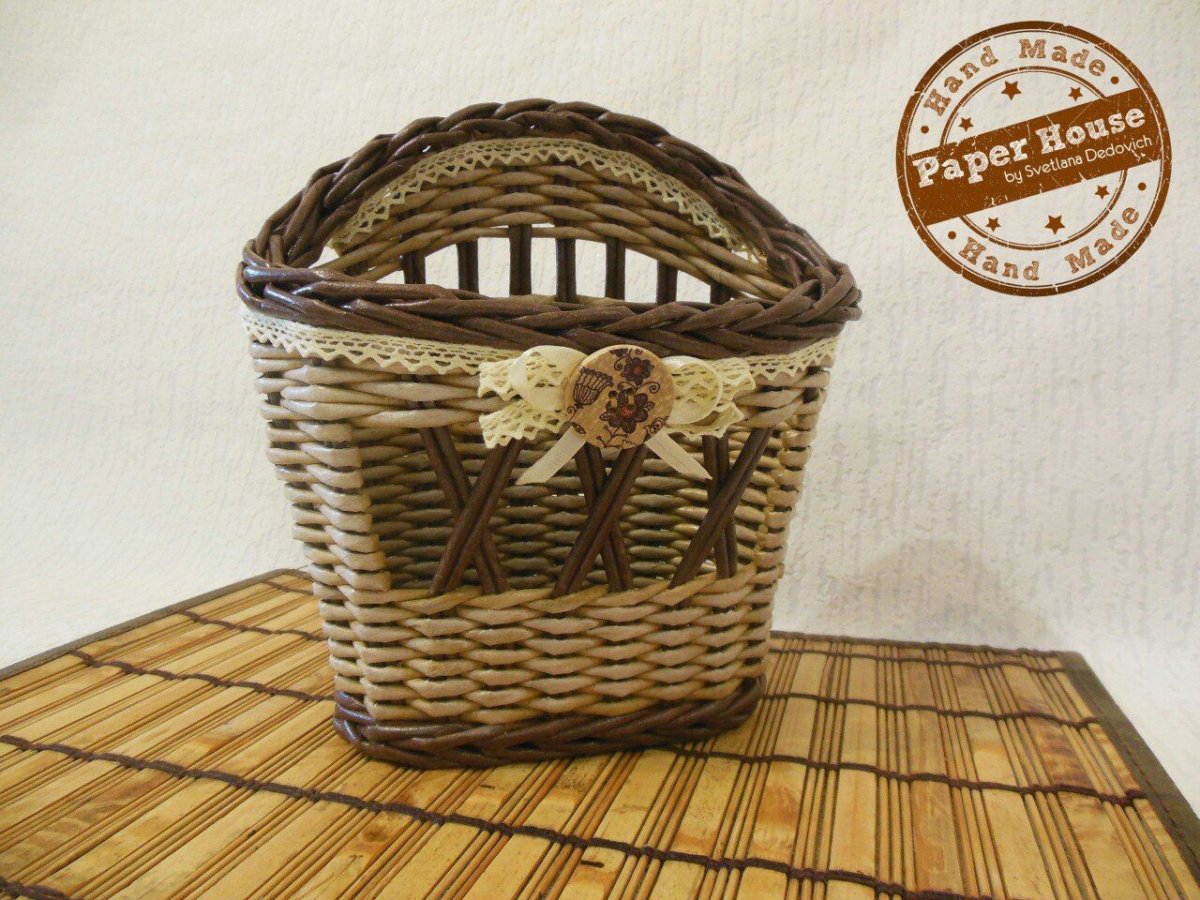 Корзина прямоугольная, 26,5*10*6 см, коричневая, полиротанг, д/приборов